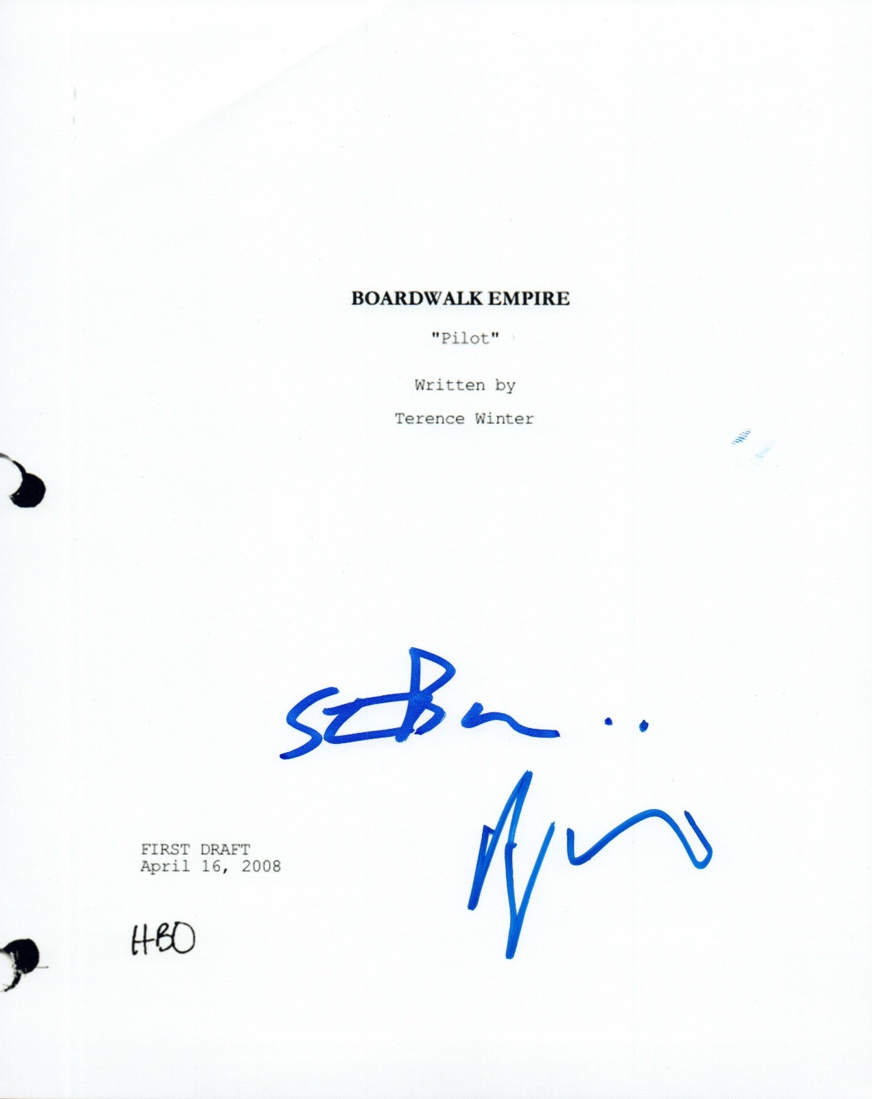 Steve Buscemi & Terence Winter Signed BOARDWALK EMPIRE Pilot Script COA VD
