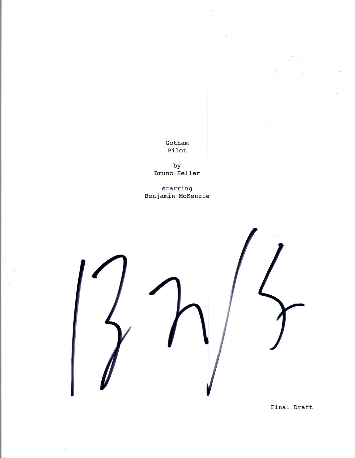 Ben McKenzie Signed Autographed GOTHAM Pilot Episode Script COA VD
