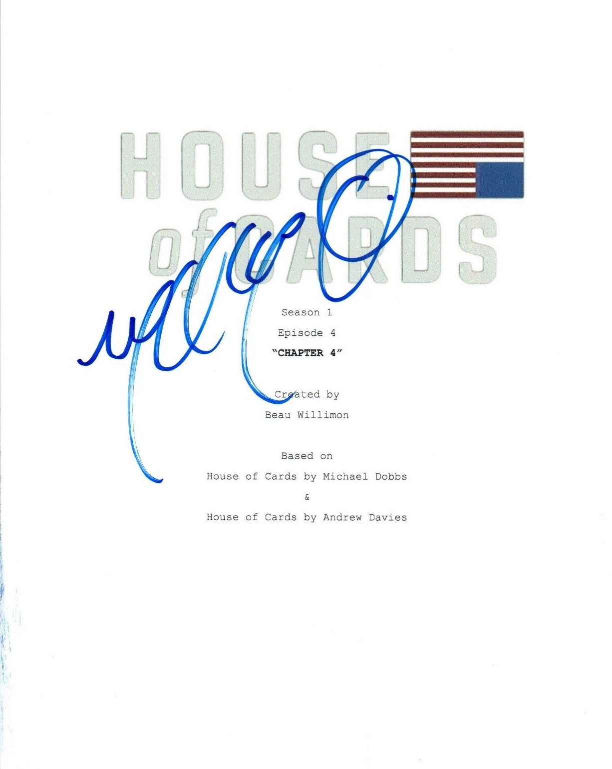 Mahershala Ali Signed Autographed HOUSE OF CARDS Chapter 4 Episode Script COA VD