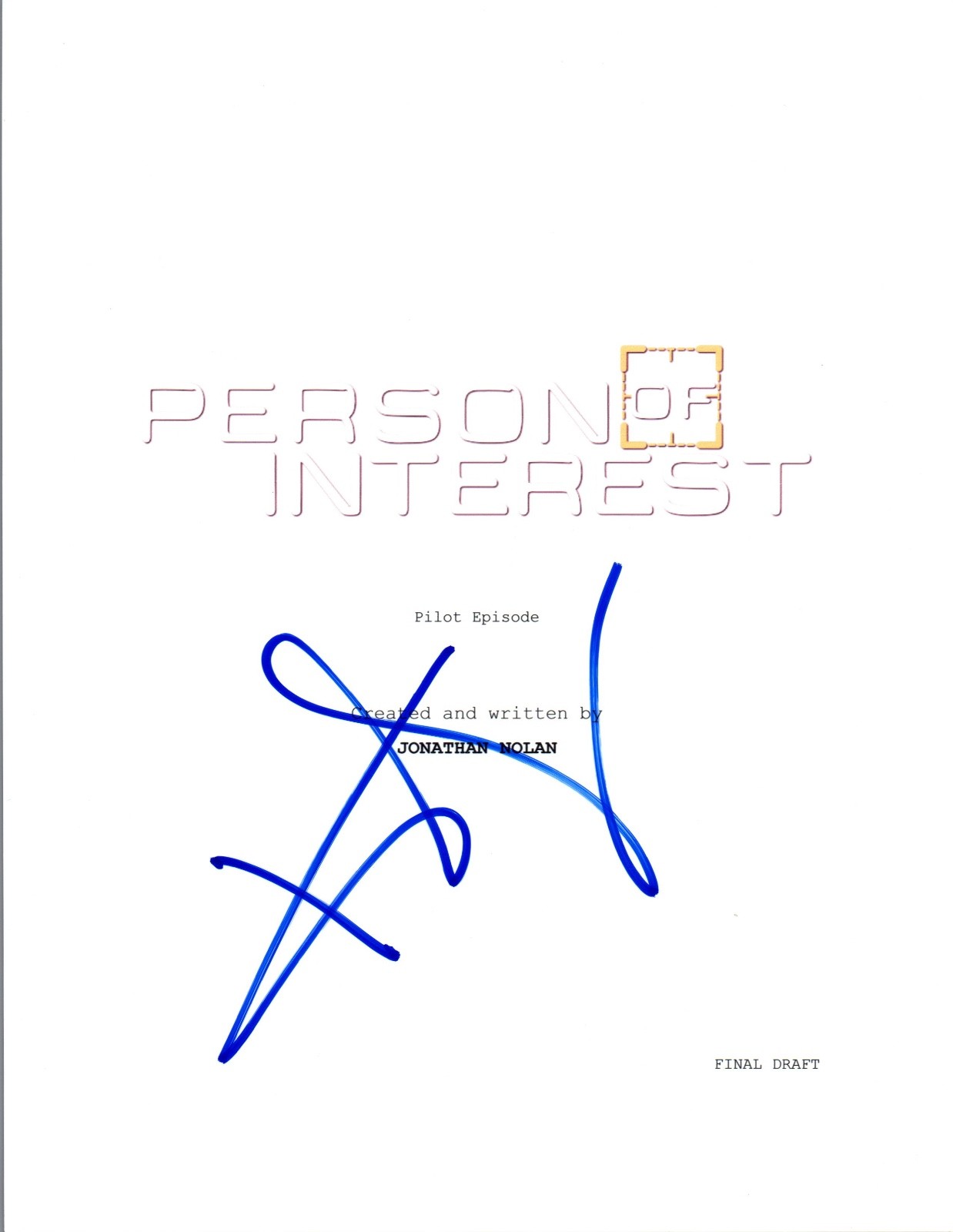 Kevin Chapman Signed Autographed PERSON OF INTEREST Pilot Script COA VD