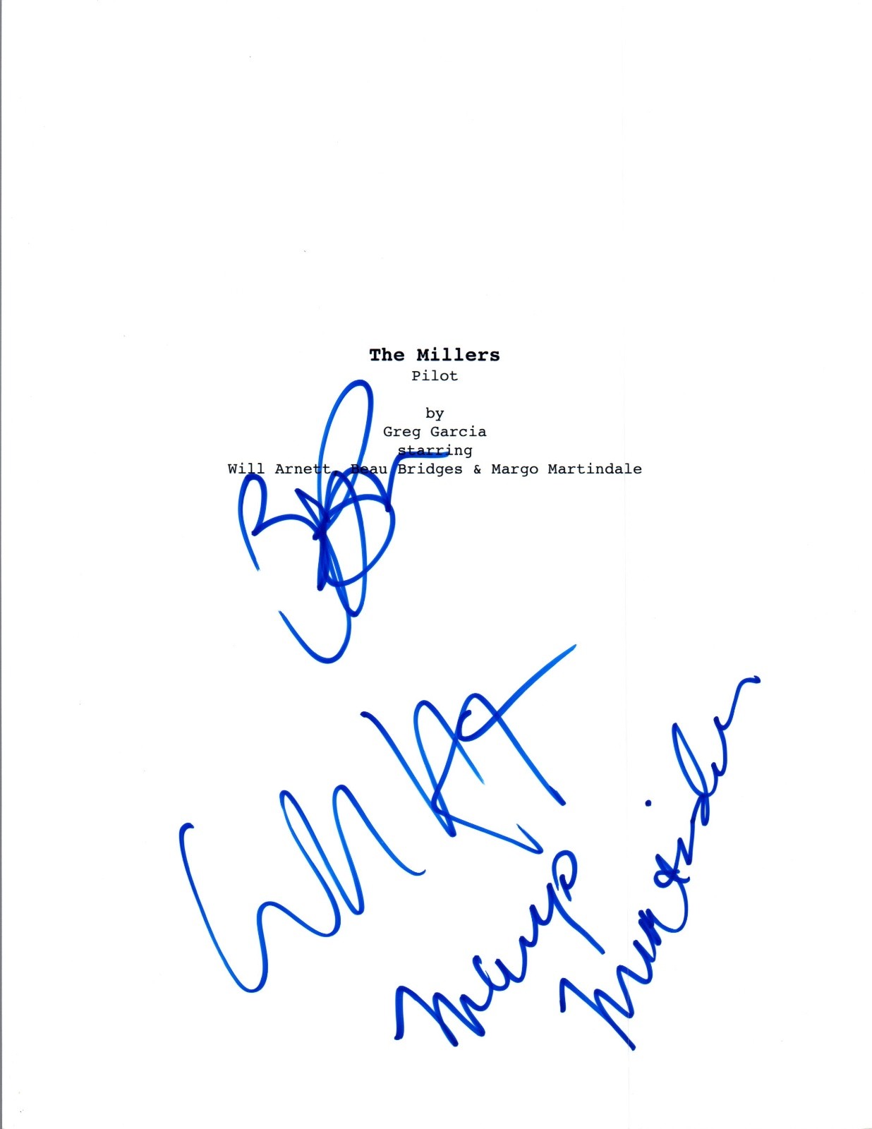 THE MILLERS Cast Signed Pilot Script Will Arnett Margo Martindale Bridges VD