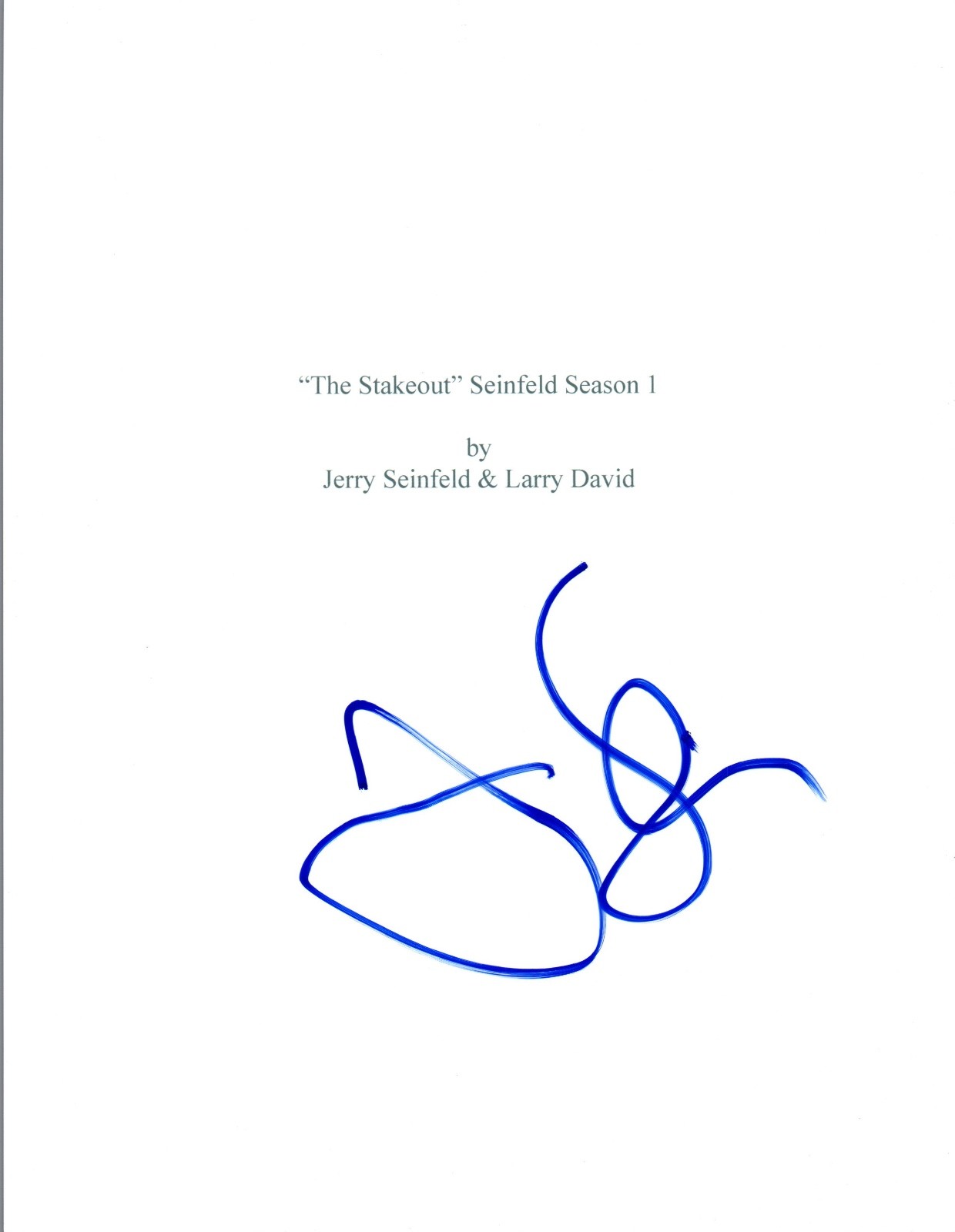 Jerry Seinfeld Signed Autographed SEINFELD The Stakeout Episode Script COA VD