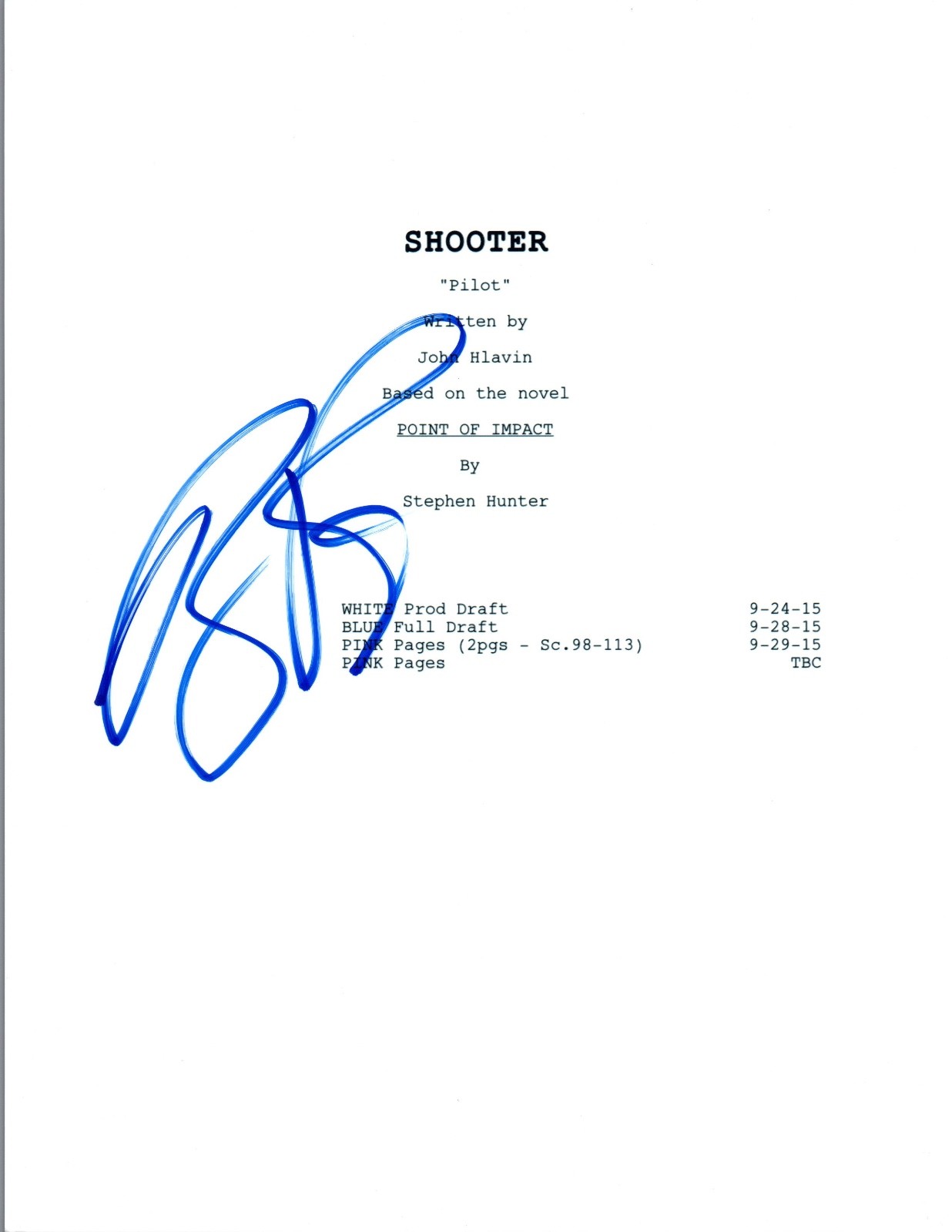 RYAN PHILLIPPE Signed Autographed SHOOTER Pilot Episode Script COA