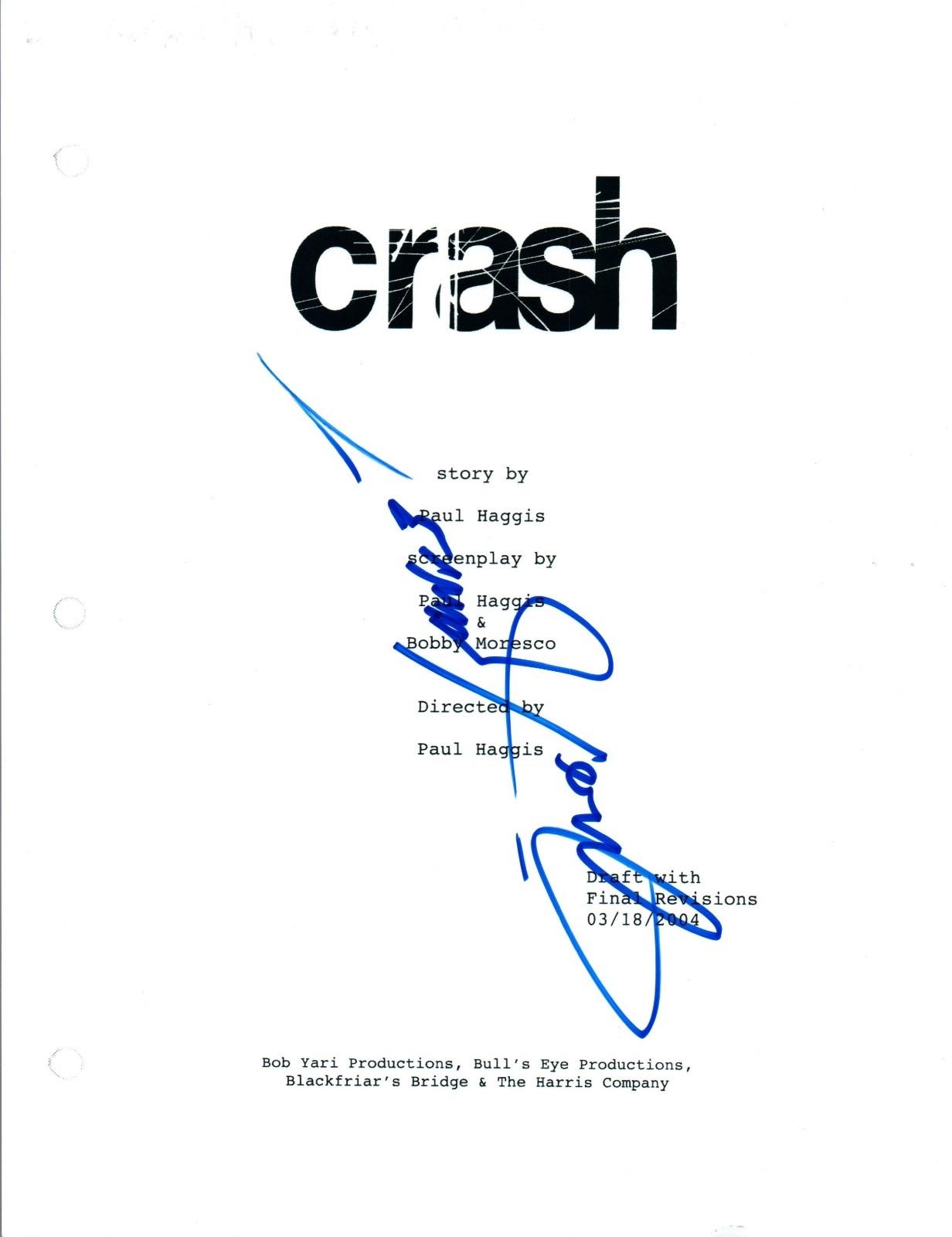 Terrence Howard Signed Autographed CRASH Full Movie Script COA AB