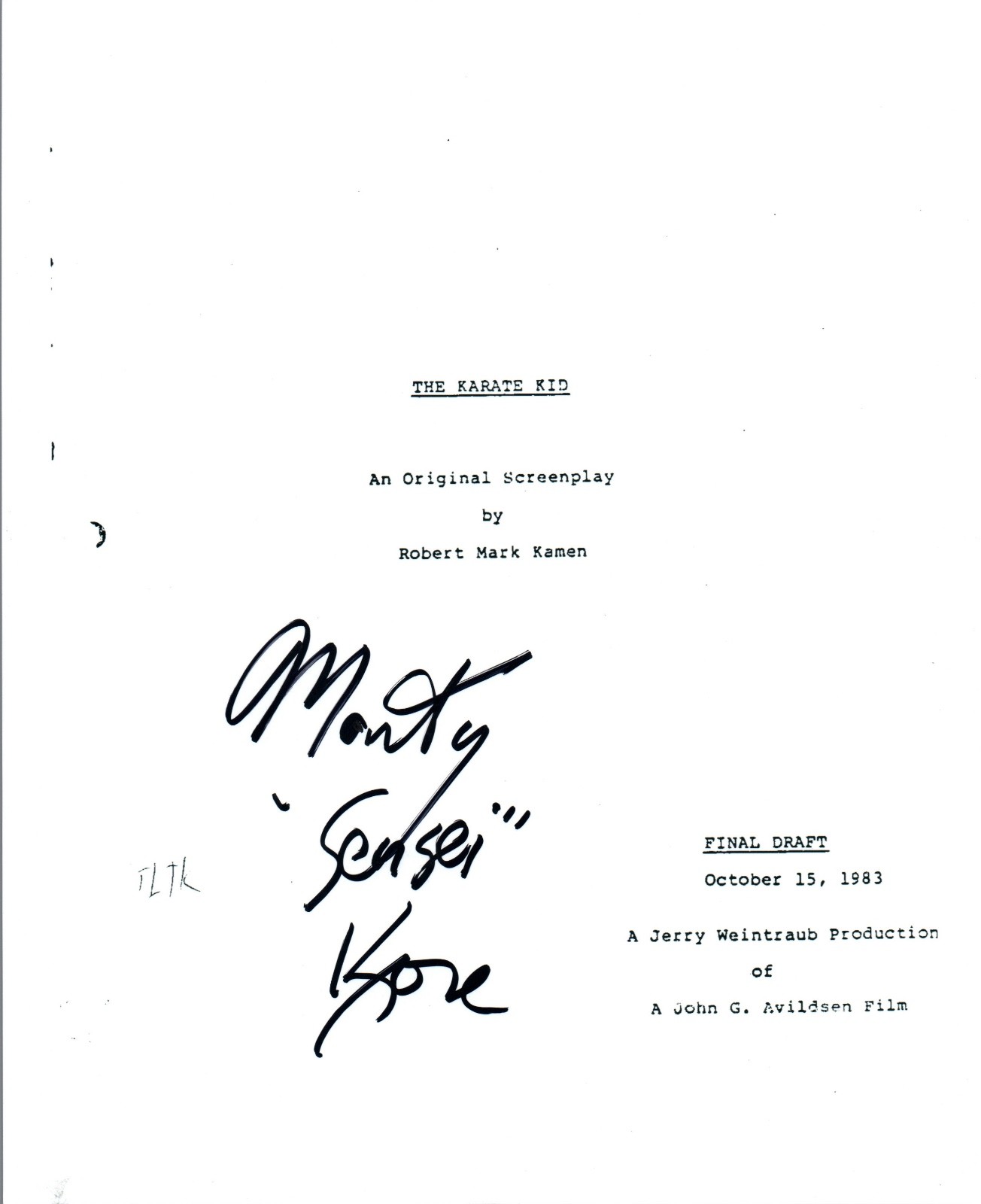 Martin Kove Signed Autographed THE KARATE KID Movie Script COA AB
