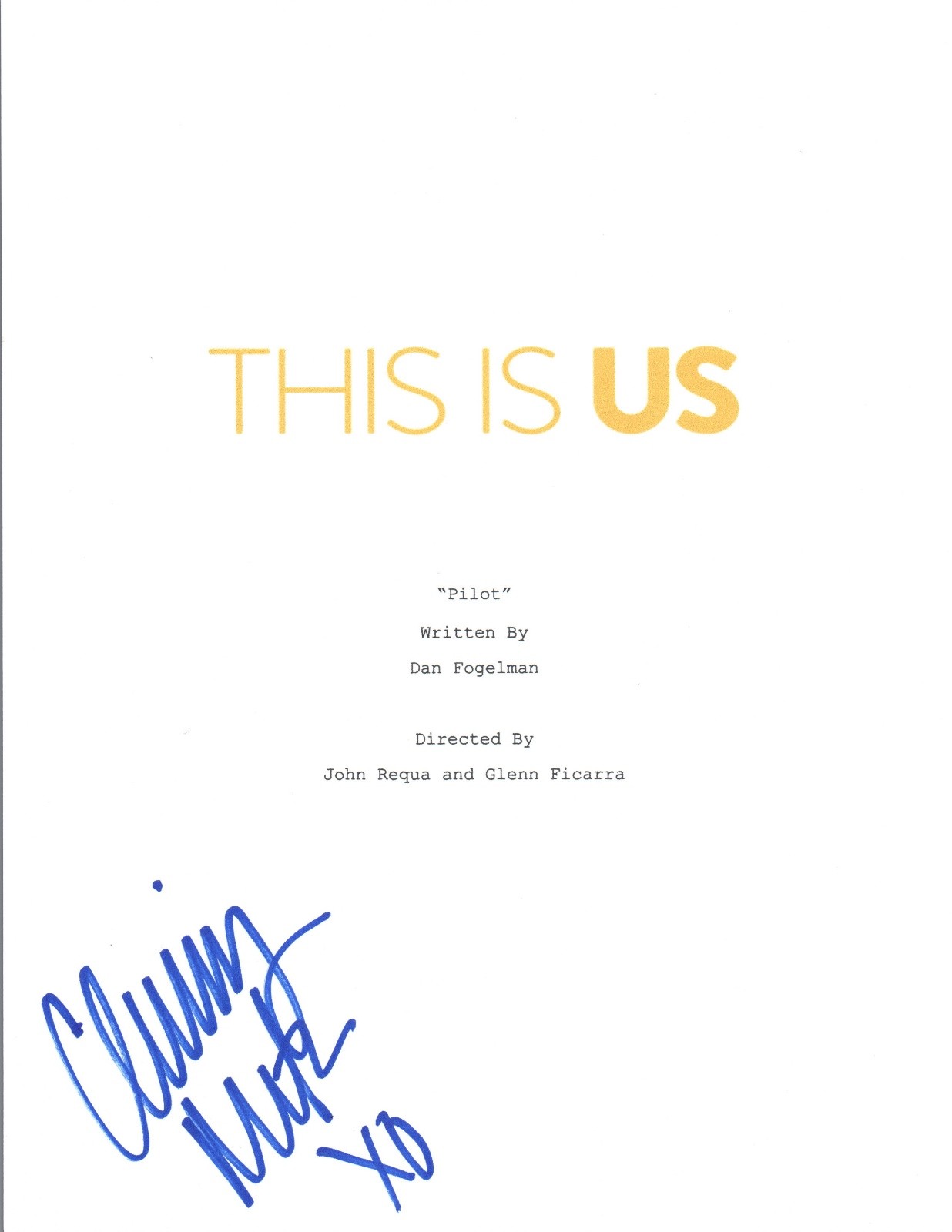 Chrissy Metz Signed Autographed THIS IS US Full Pilot Episode Script COA