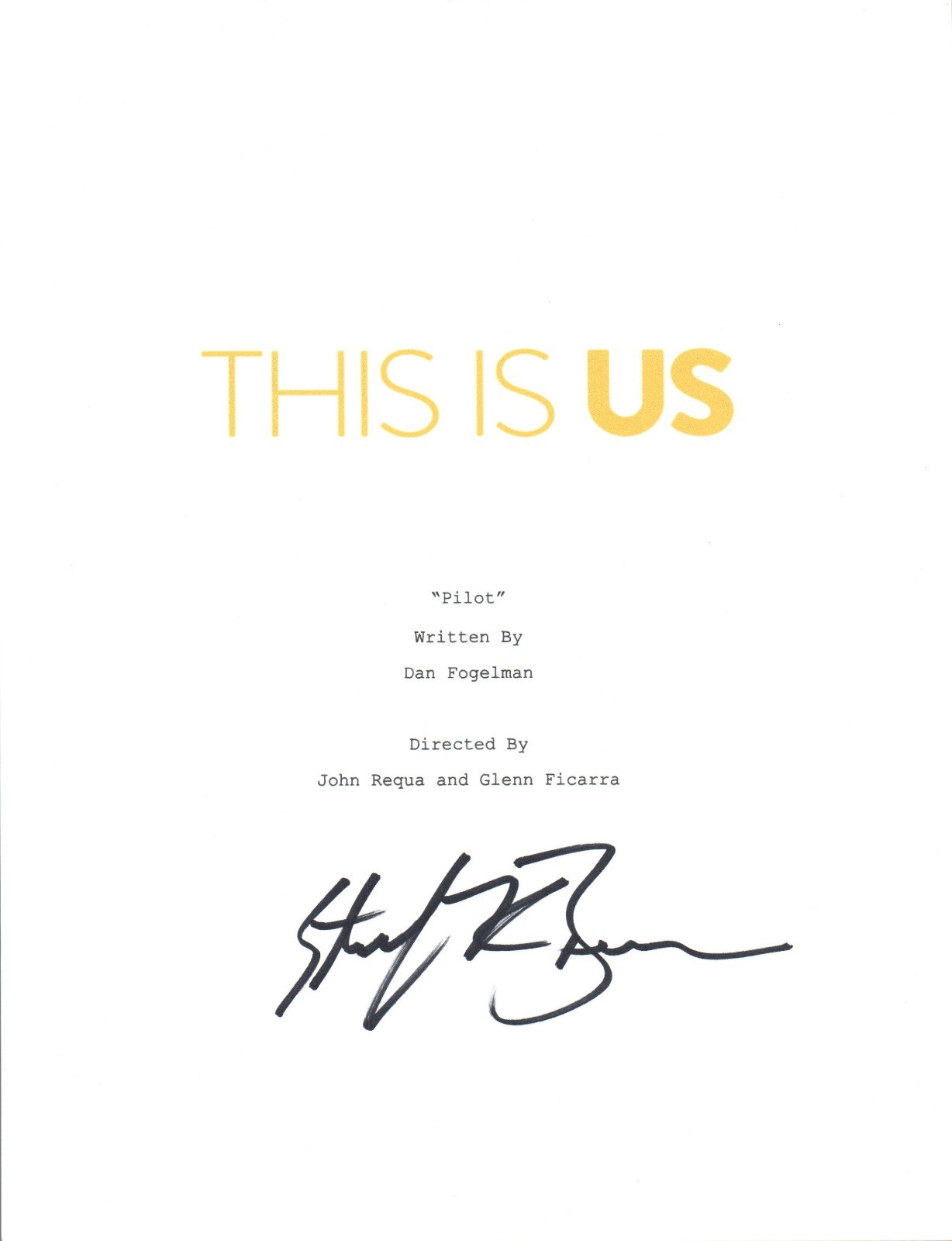 Sterling K Brown Signed Autographed THIS IS US Full Pilot Episode Script COA