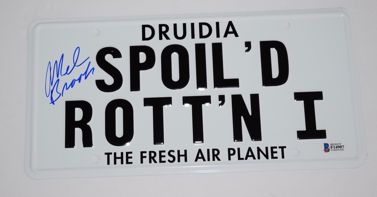 Mel Brooks Signed Autograph Spaceballs Princess Vespa License Plate Beckett COA