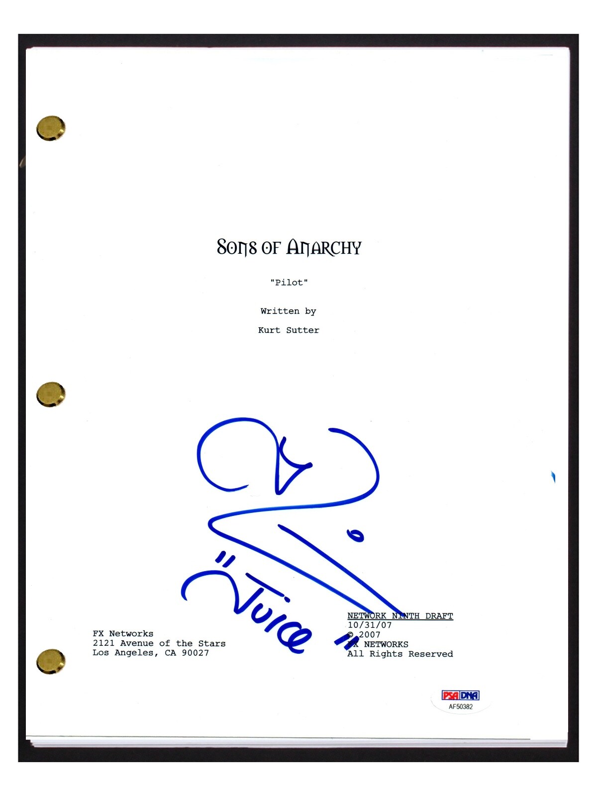 Theo Rossi Signed Autographed SONS OF ANARCHY Pilot Episode Script PSA/DNA COA
