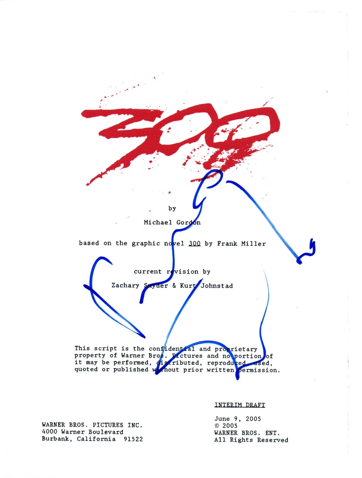 Rodrigo Santoro Signed Autographed 300 Movie Script Screenplay COA