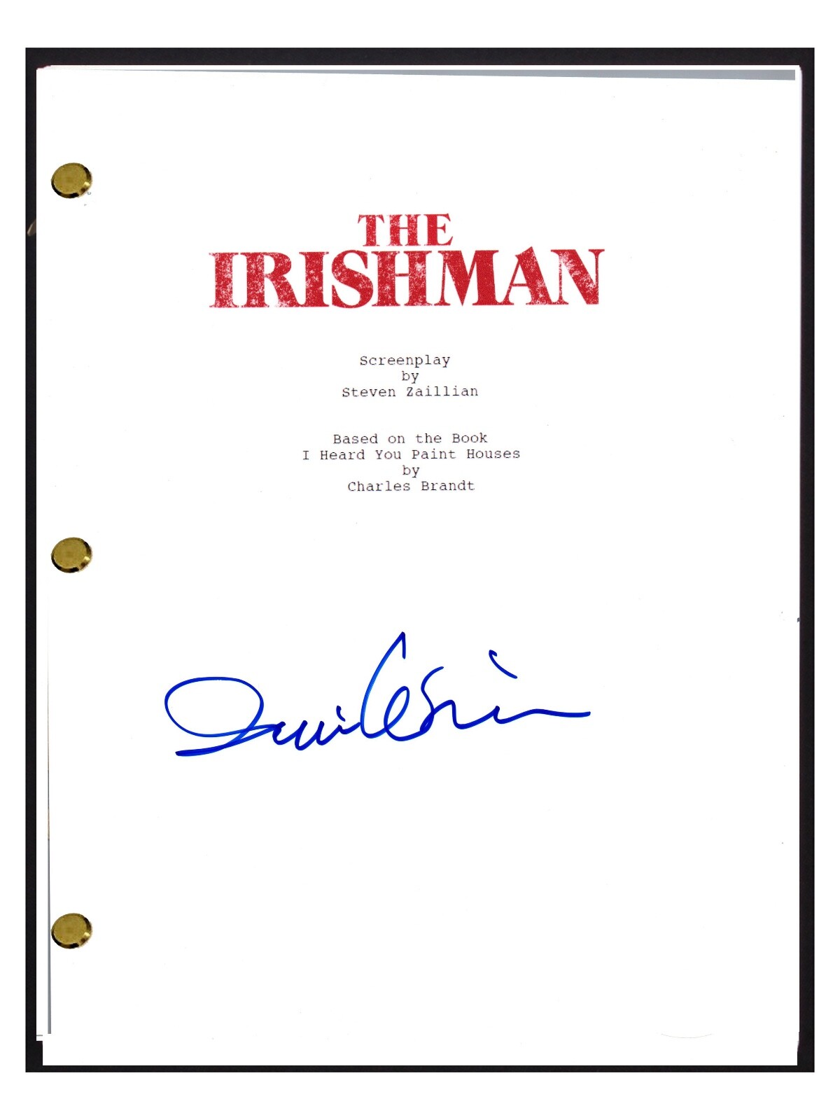 Irwin Winkler Signed Autographed THE IRISHMAN Movie Script Producer COA AB