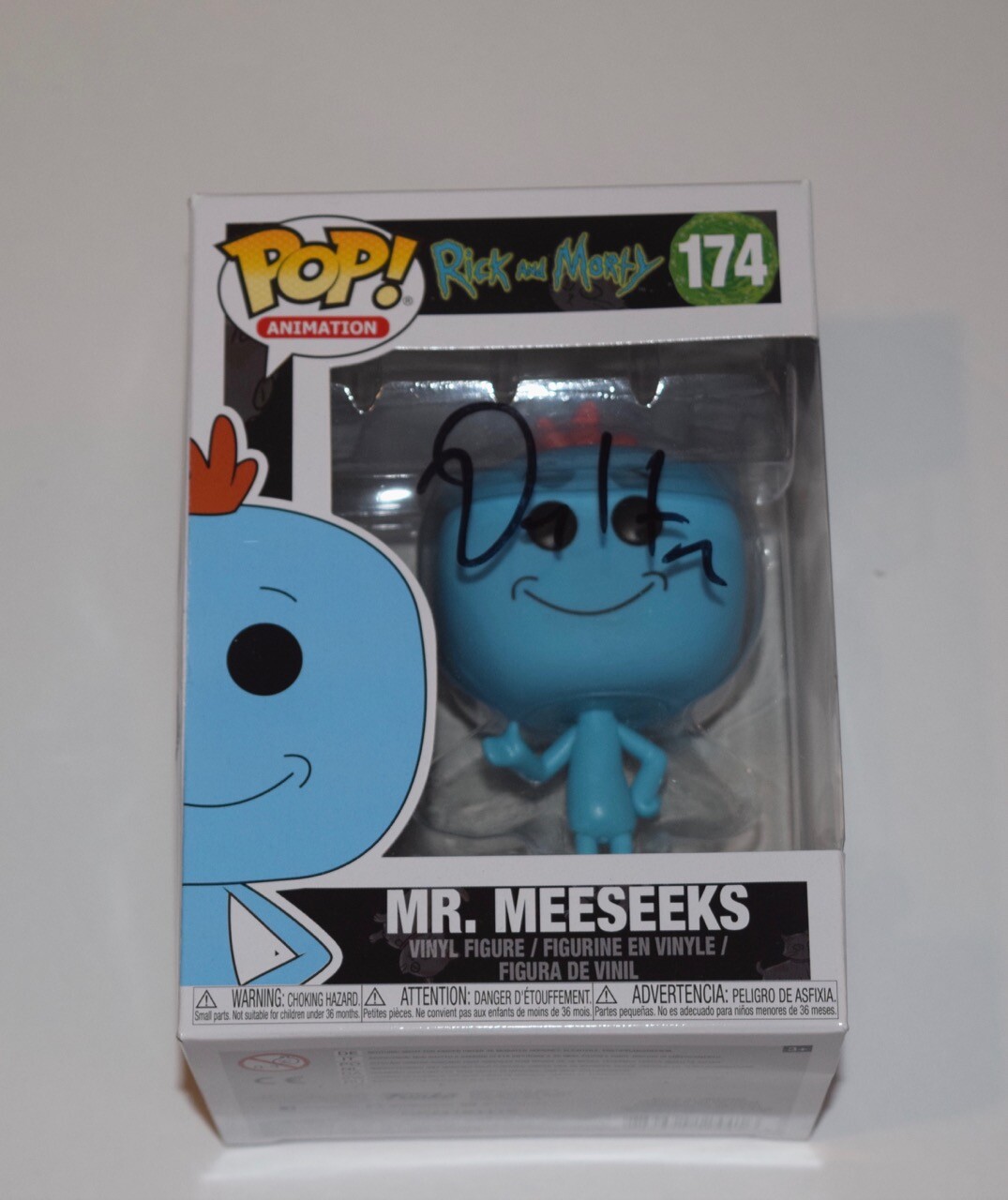 Dan Harmon Signed Rick and Morty MR MEESEEKS 174 Funko Pop Figure Beckett COA