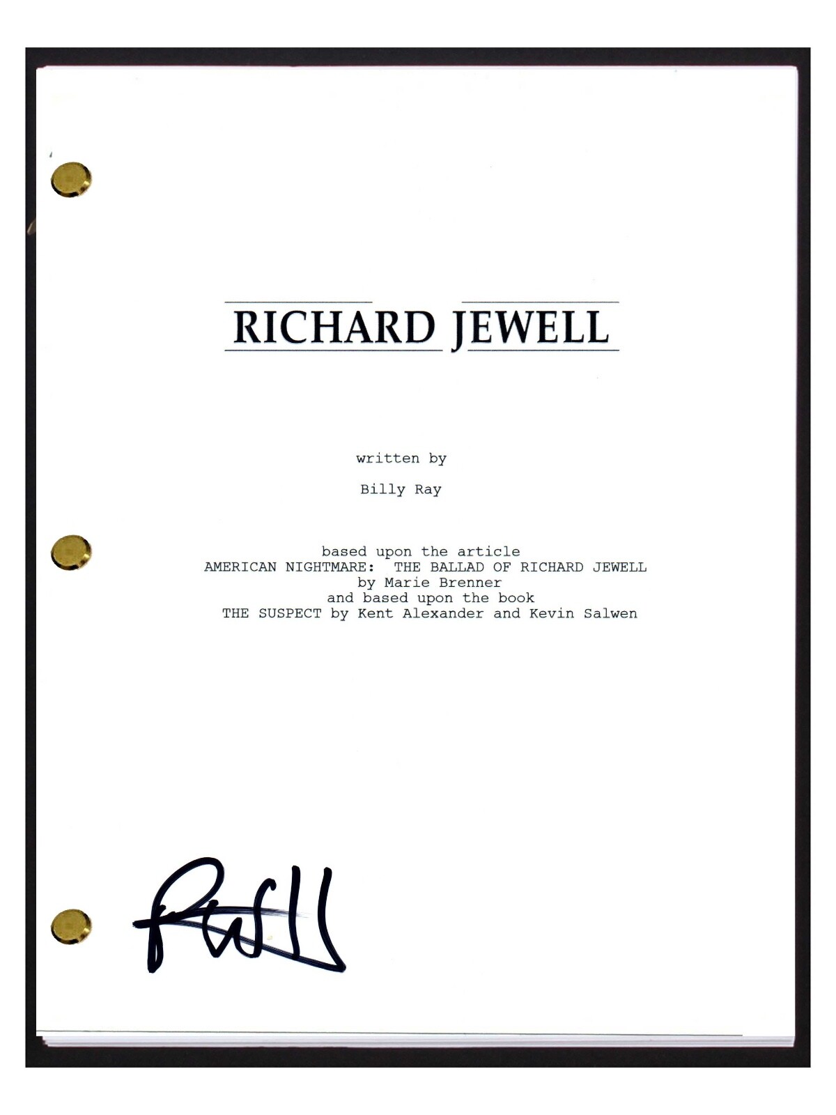 Paul Walter Hauser Signed Autographed RICHARD JEWELL Movie Script Screenplay COA