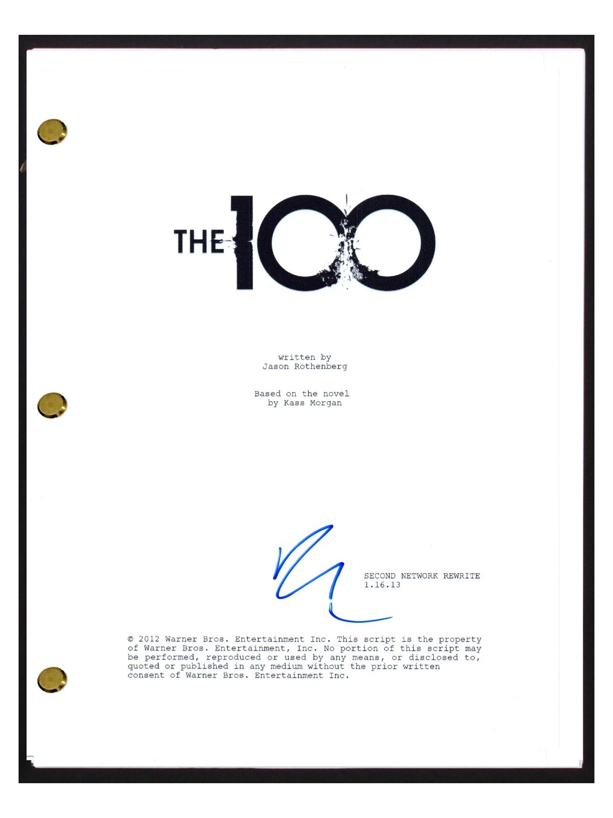 RICHARD HARMON SIGNED AUTOGRAPHED THE 100 PILOT EPISODE SCRIPT JOHN MURPHY COA COLLECTIBLE MEMORABILIA