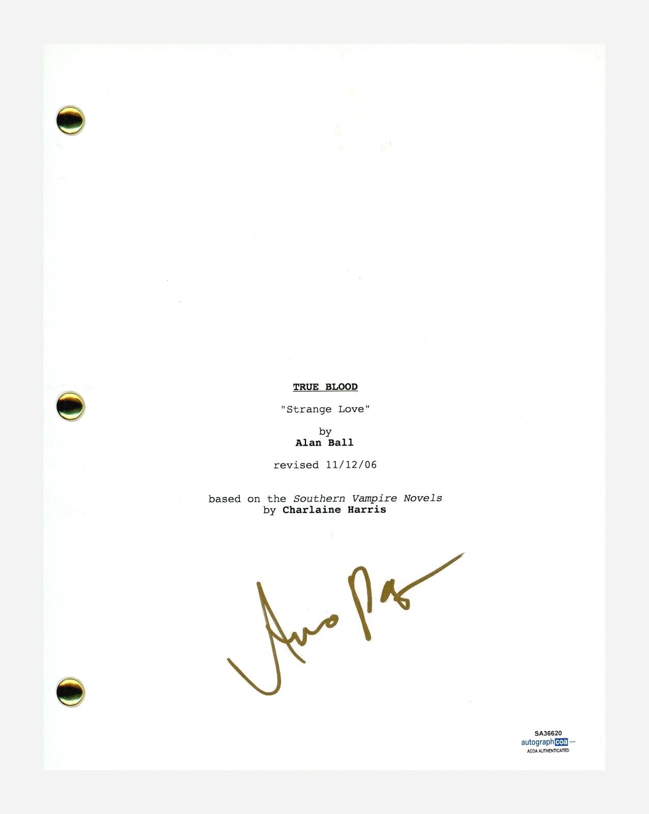 ANNA PAQUIN SIGNED AUTOGRAPHED TRUE BLOOD PILOT EPISODE SCRIPT ACOA COA COLLECTIBLE MEMORABILIA