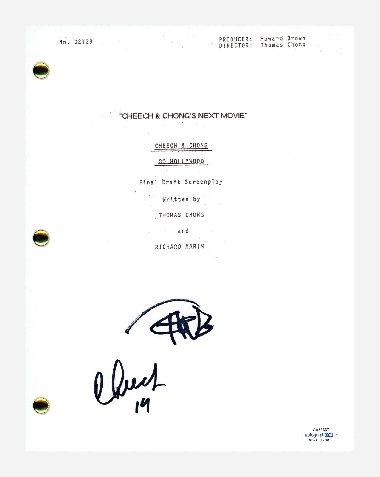 Cheech Martin & Tommy Chong Signed CHEECH & CHONG'S NEXT MOVIE Script ACOA COA