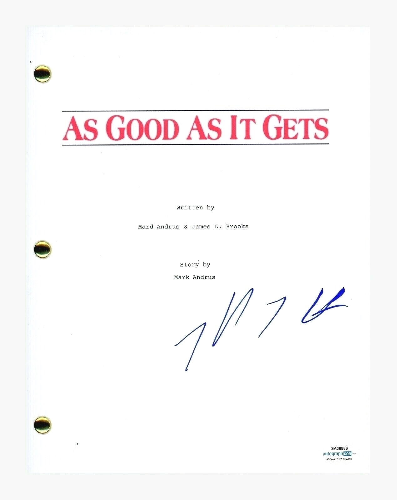 Helen Hunt Signed Autograph AS GOOD AS IT GETS Movie Script Screenplay ACOA COA