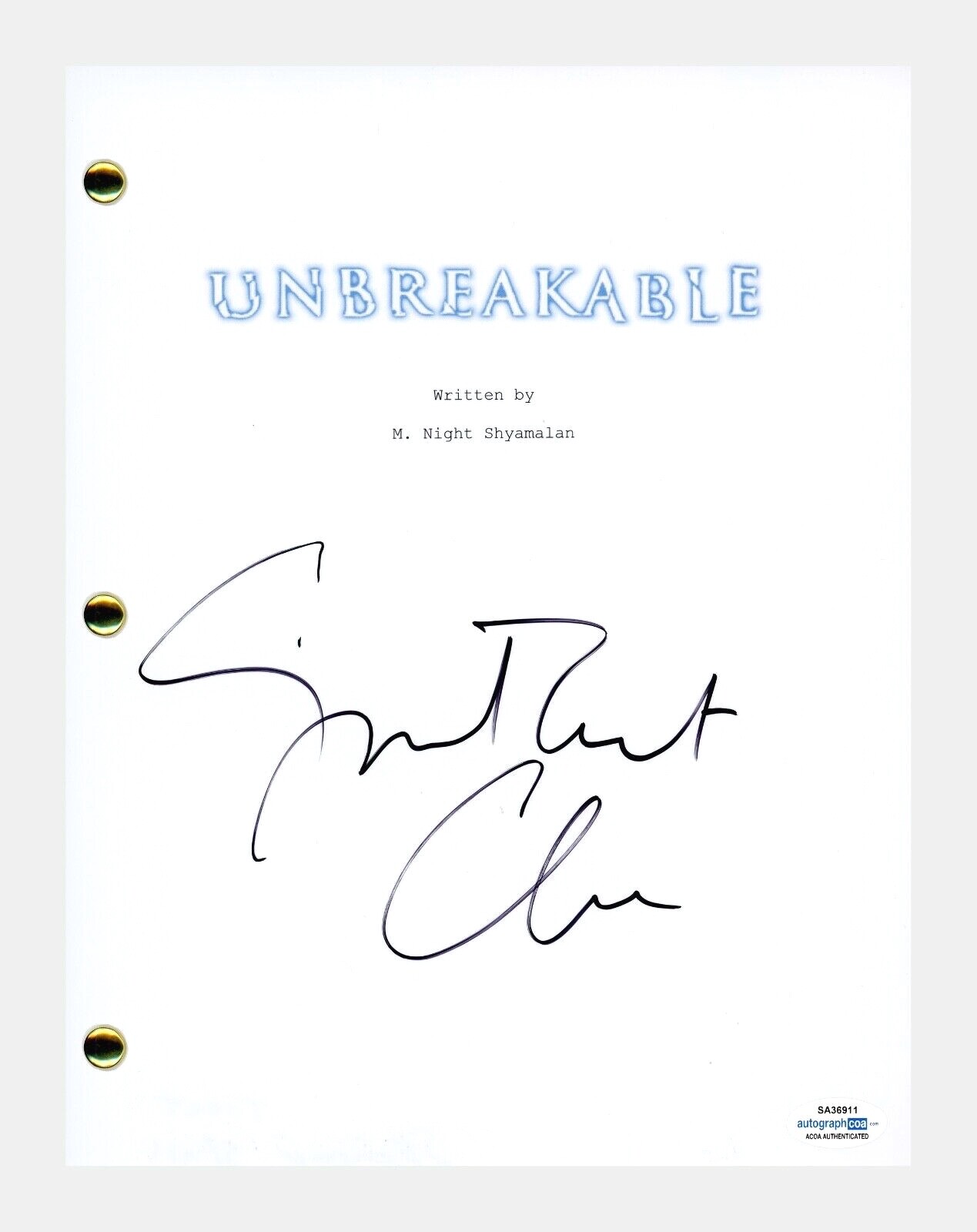 Spencer Treat Clark Signed Autographed UNBREAKABLE Movie Script ACOA COA