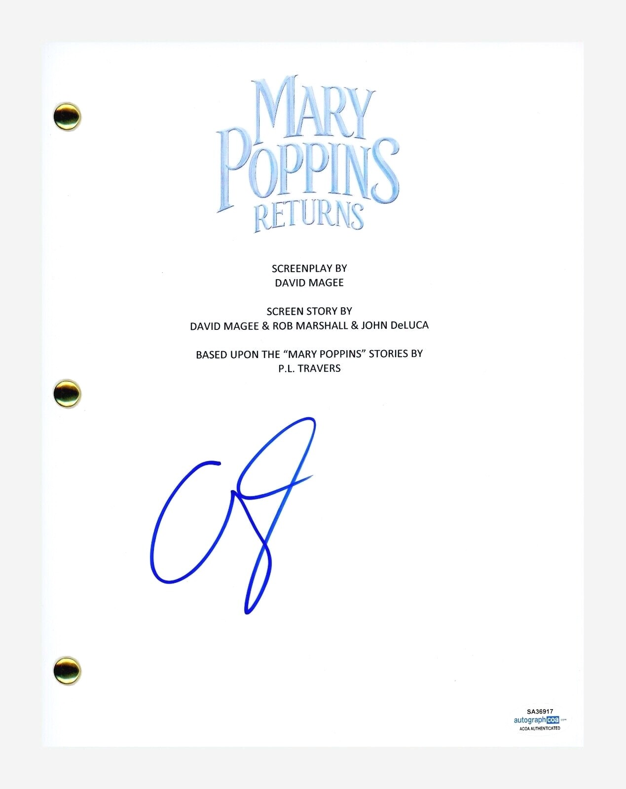 Emily Blunt Signed Autographed MARY POPPINS RETURNS Movie Script ACOA COA