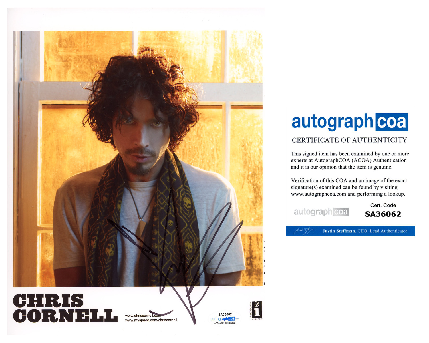 Chris Cornell Signed Autographed 8x10 Photo Soundgarden Audioslave ACOA COA