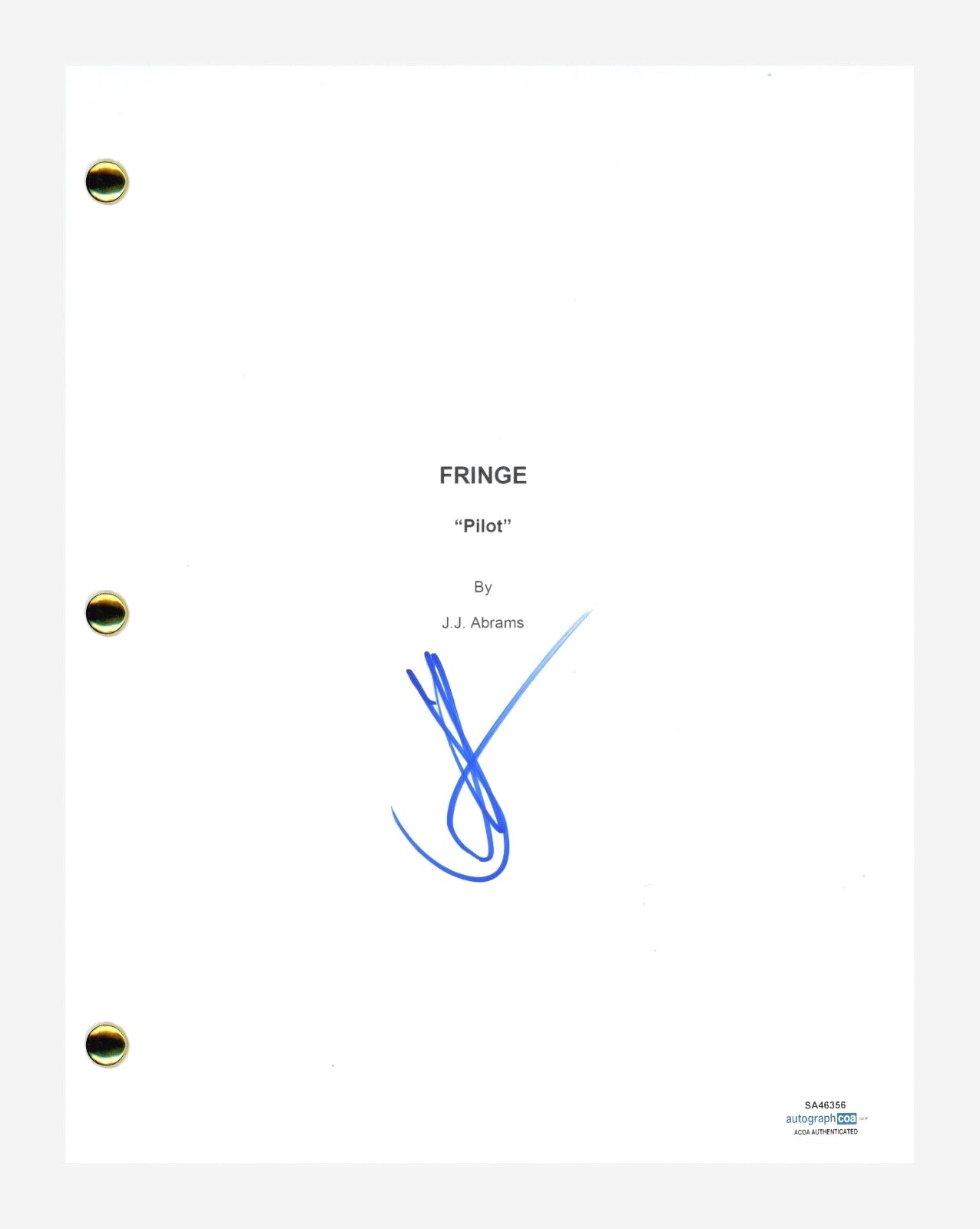 JJ Abrams Signed Autographed Fringe Pilot Script Screenplay ACOA COA