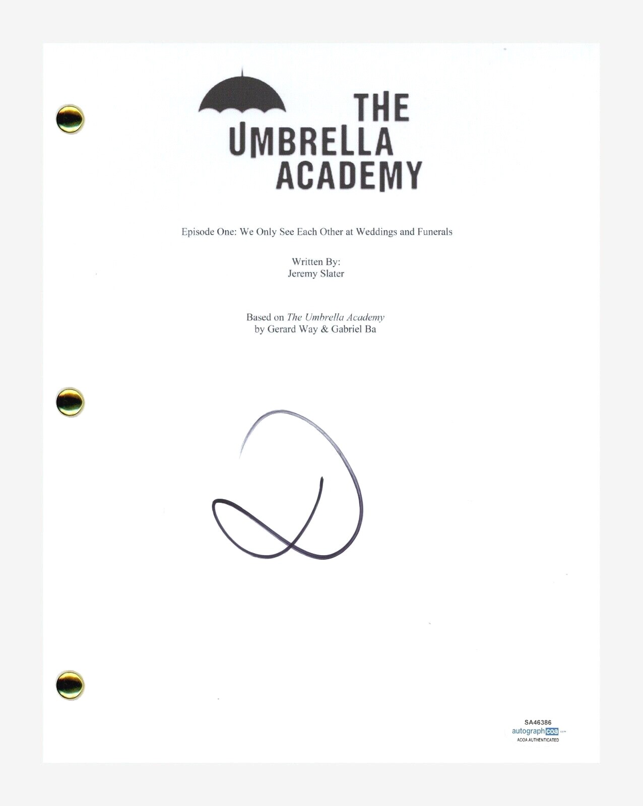 David Castaneda Signed Autographed The Umbrella Academy Pilot Script ACOA COA
