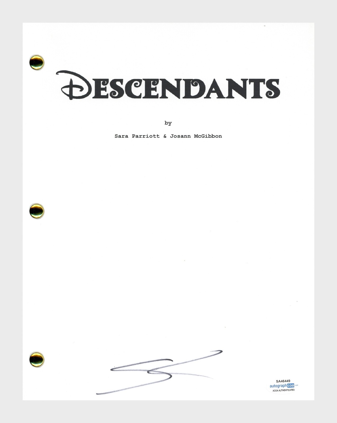 SOFIA CARSON SIGNED AUTOGRAPHED DESCENDANTS MOVIE SCRIPT SCREENPLAY ACOA COA COLLECTIBLE MEMORABILIA