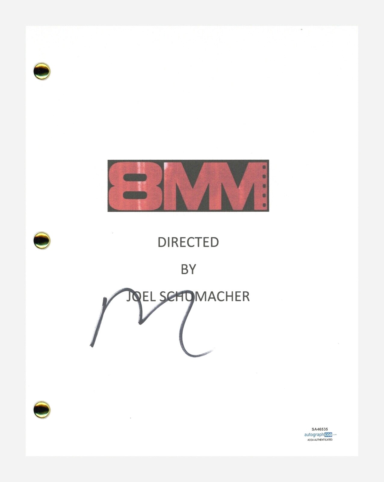 Nicolas Cage Signed Autographed 8MM Movie Script Screenplay ACOA COA