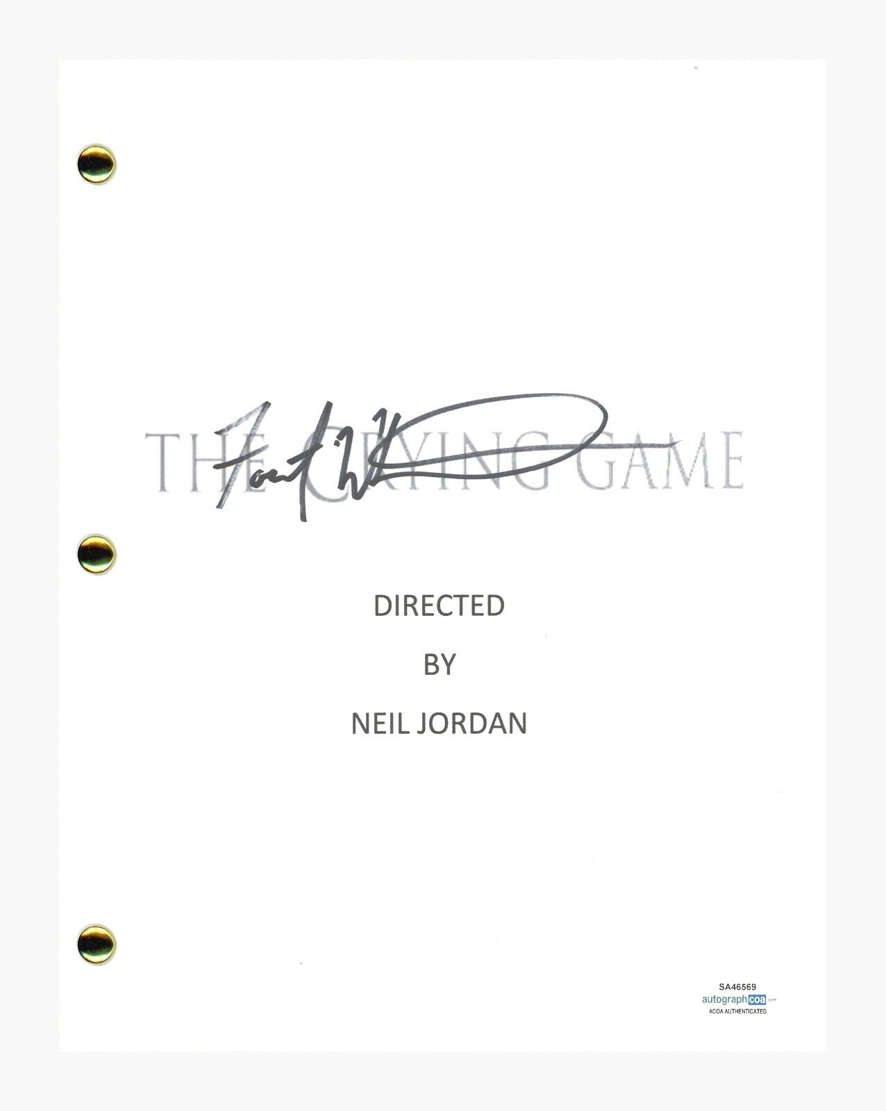 Forest Whitaker Signed Autographed The Crying Game Script Screenplay ACOA COA