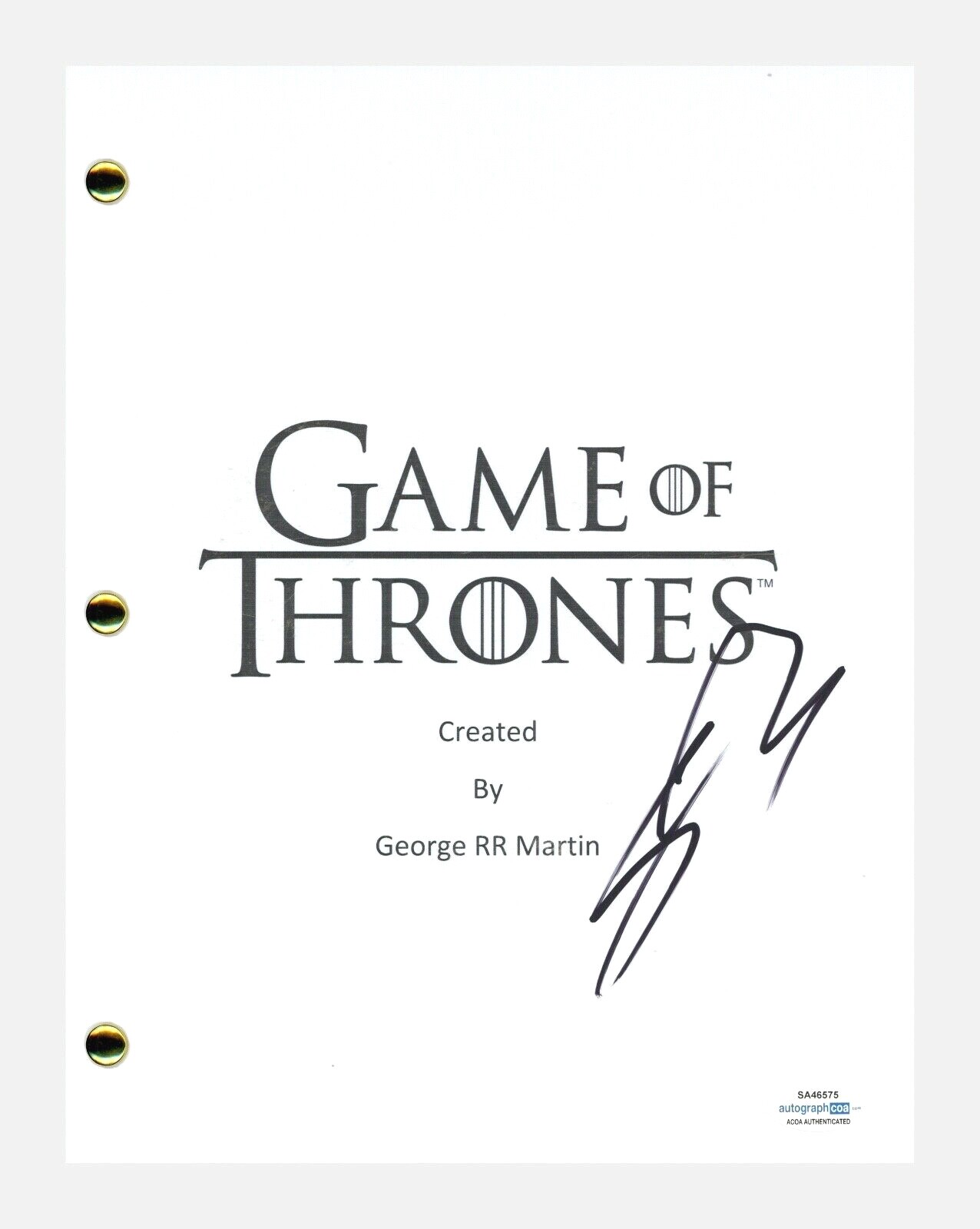 Sean Bean Signed Autographed Game of Thrones Pilot Script Ned Stark ACOA COA