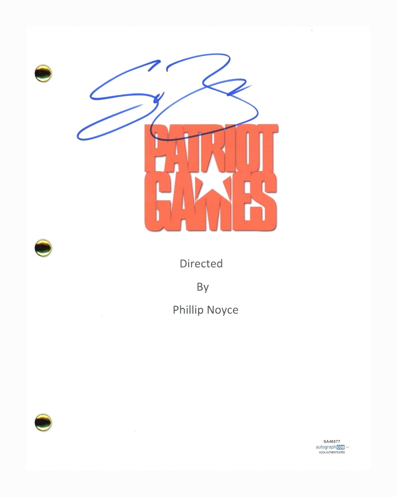 Sean Bean Signed Autographed Patriot Games Movie Script Screenplay ACOA COA