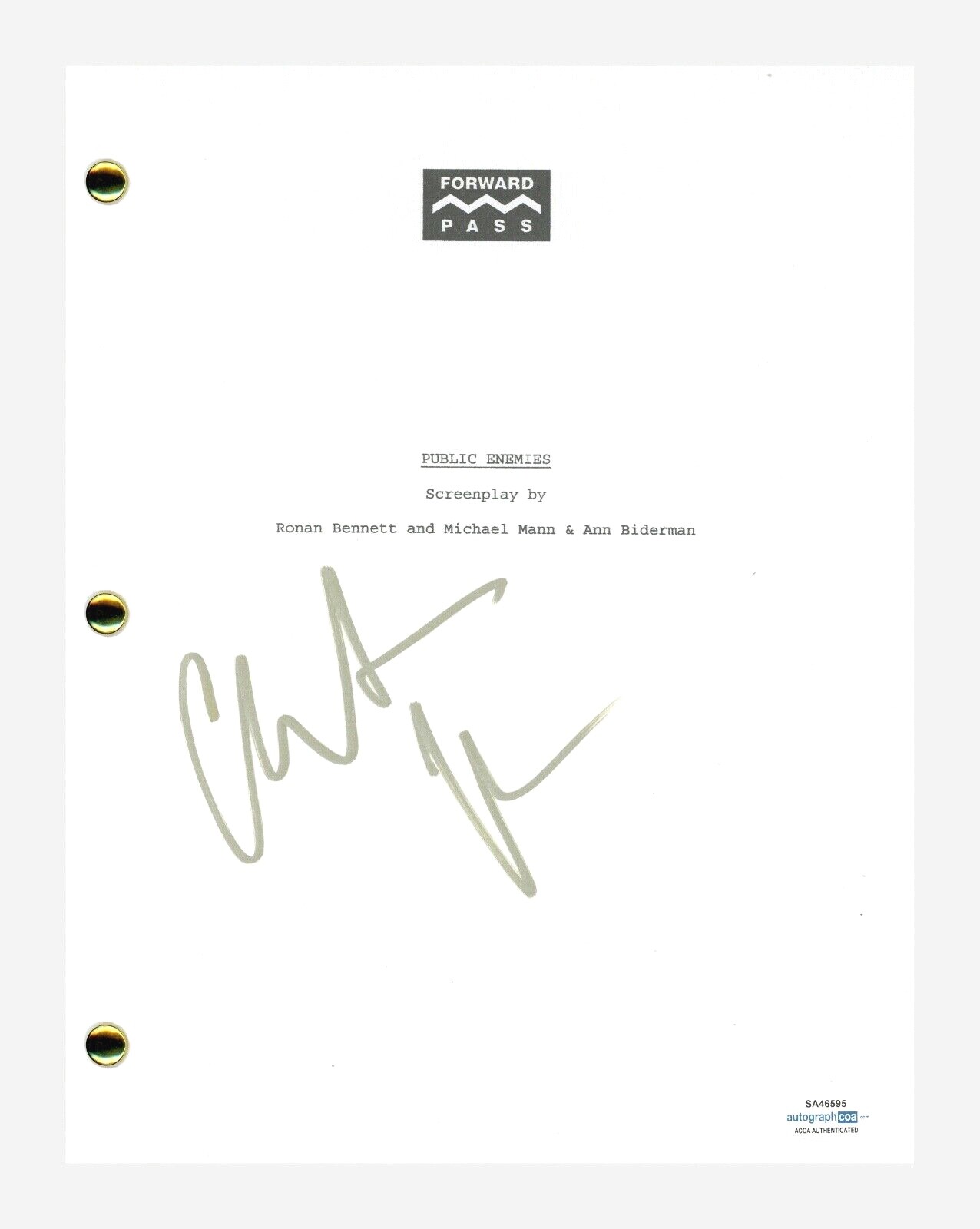 Christian Bale Signed Autographed Public Enemies Movie Script ACOA COA