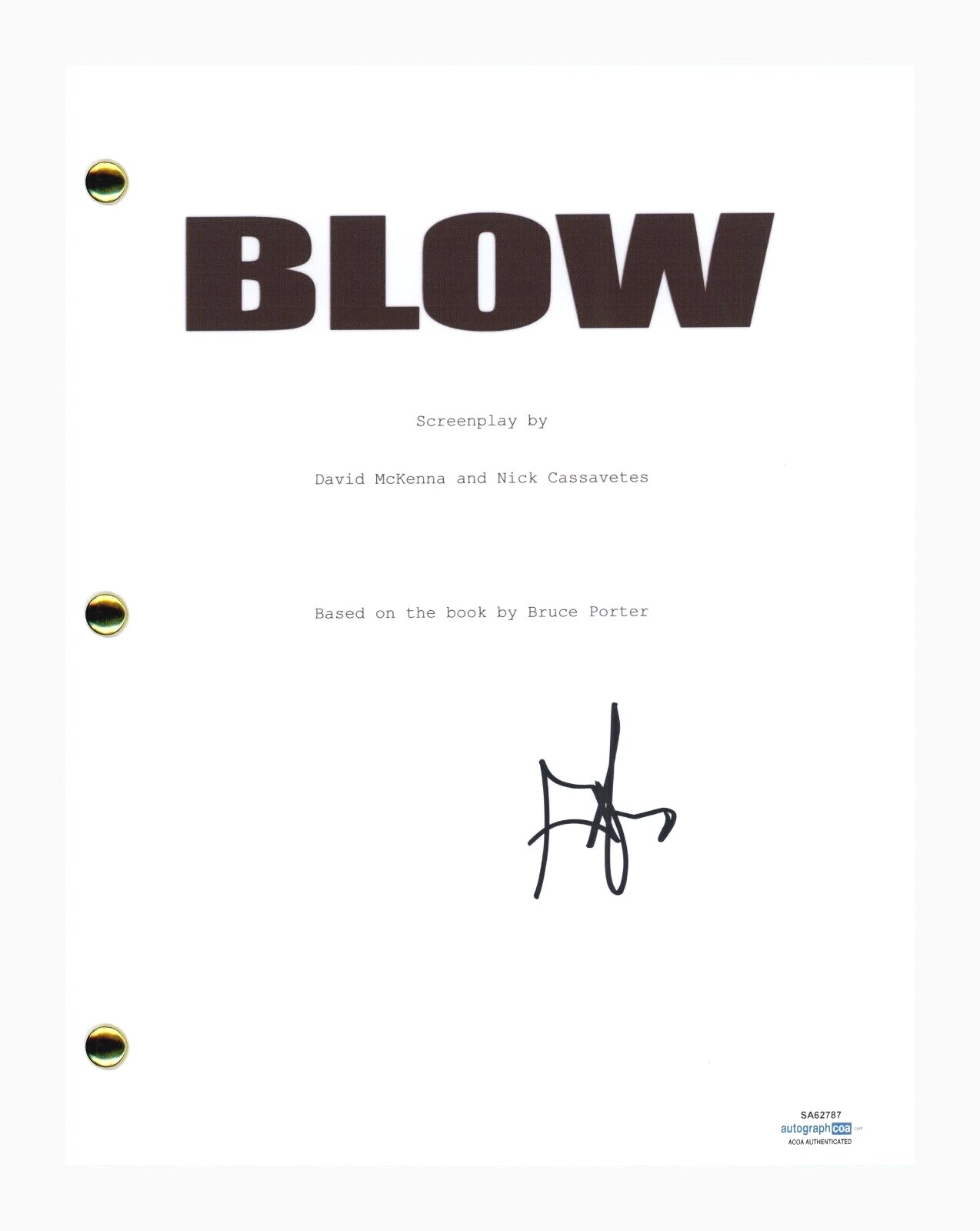 George Jung Signed Autographed Blow Movie Script Drug Smuggler ACOA COA