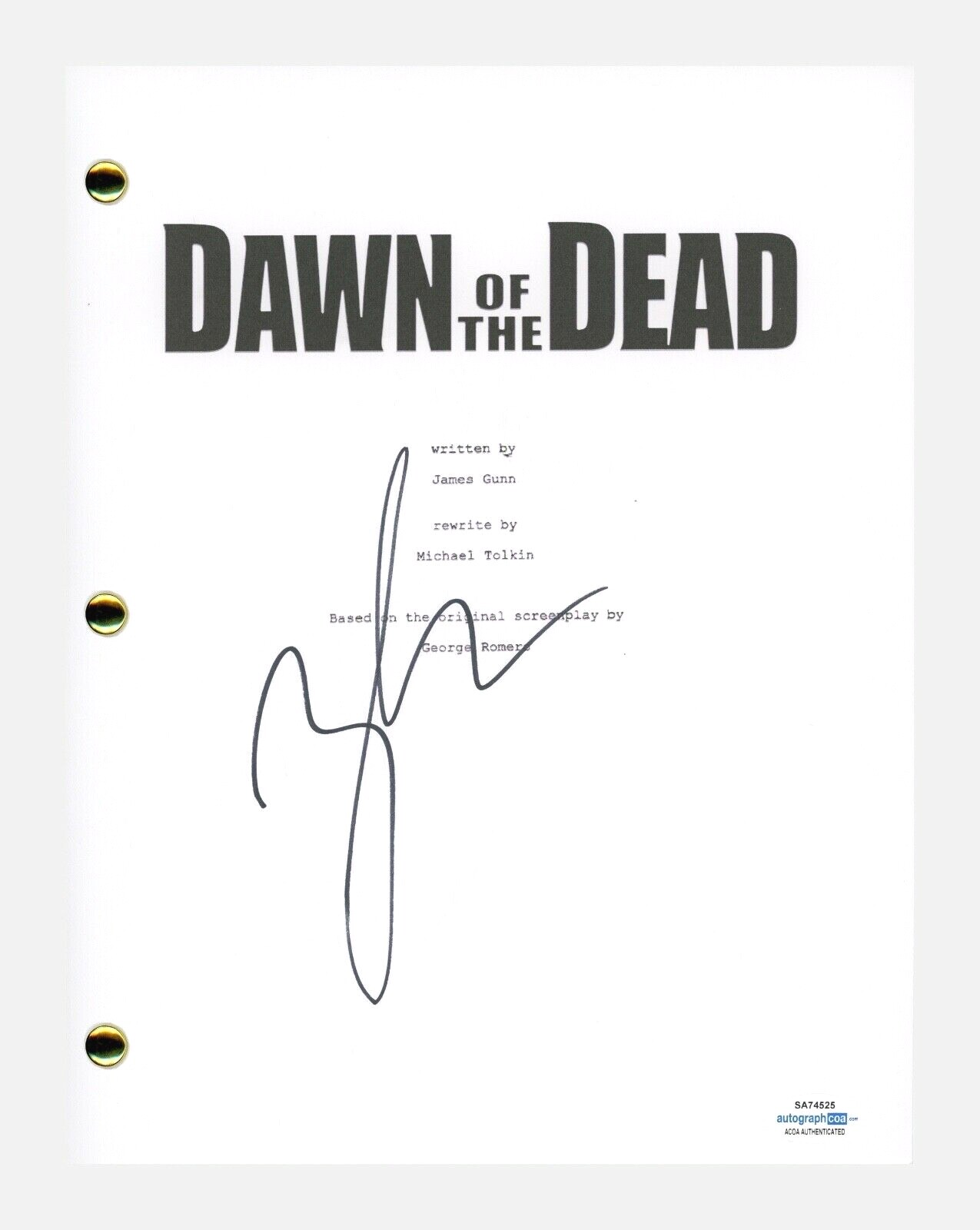 ZACK SNYDER SIGNED AUTOGRAPHED DAWN OF THE DEAD MOVIE SCRIPT SCREENPLAY ACOA COA COLLECTIBLE MEMORABILIA