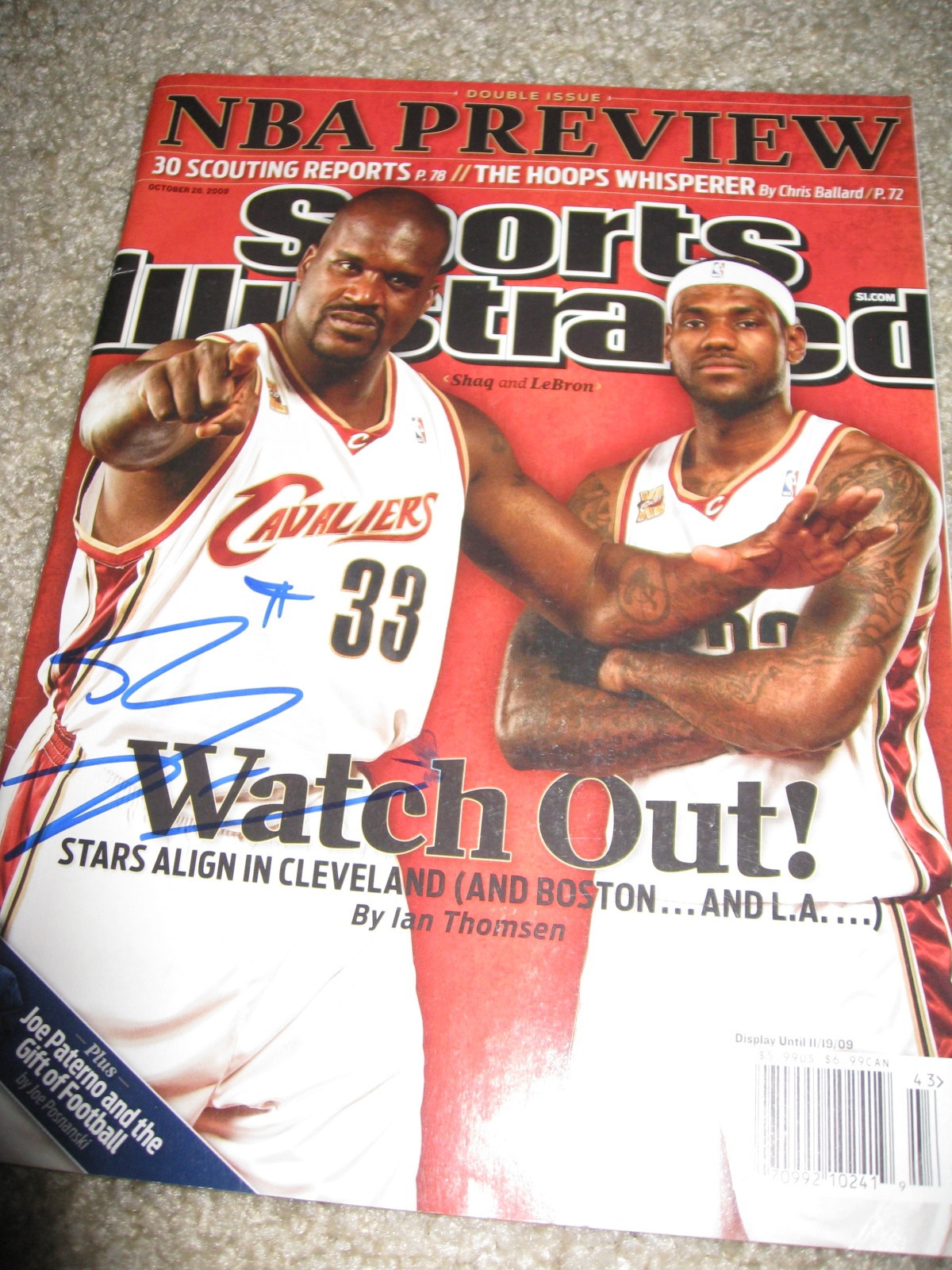 SHAQ SHAQUILLE O'NEAL SIGNED AUTOGRAPH SPORTS ILLUSTRATED MAGAZINE LAKERS HEAT E