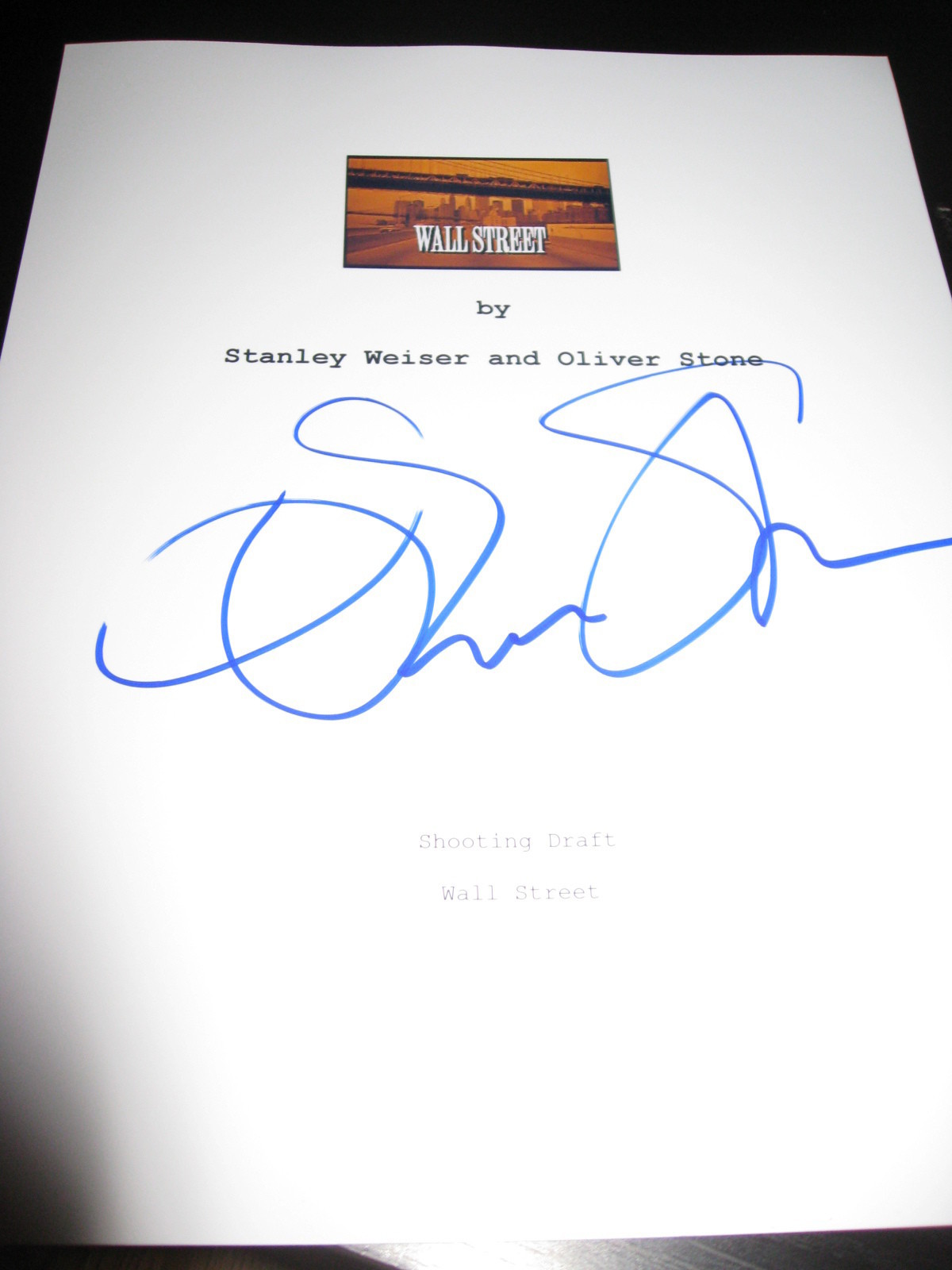 OLIVER STONE SIGNED AUTOGRAPH WALL STREET SCRIPT MOVIE RARE OSCAR DOUGLAS COA