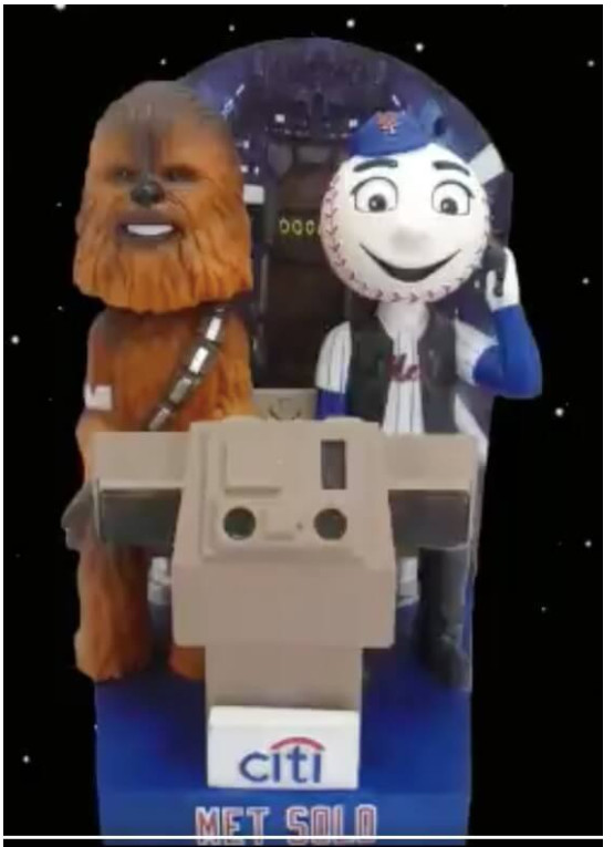 MR MET HAN SOLO BOBBLE HEAD STAR WARS NEW YORK METS IN PERSON SGA ORIGINAL 5/19