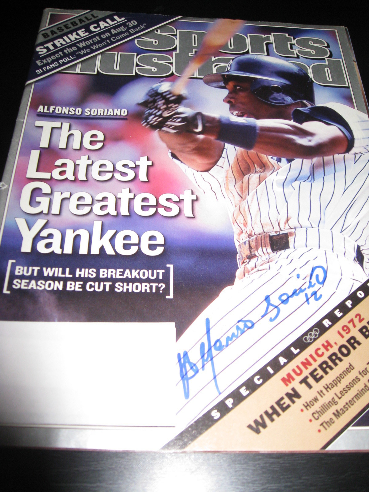 ALFONSO SORIANO SIGNED AUTOGRAPH SPORTS ILLUSTRATED NEW YORK YANKEES IN PERSON