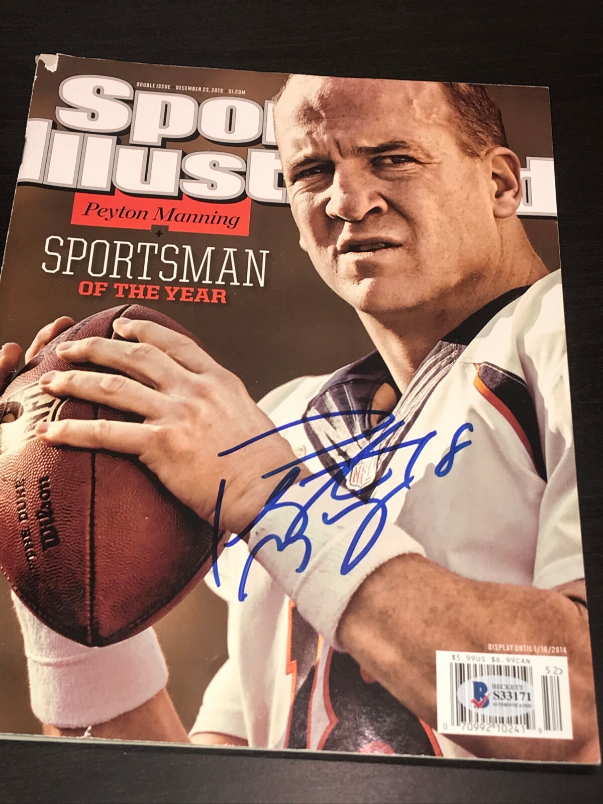 PEYTON MANNING SIGNED SPORTS ILLUSTRATED DENVER BRONCOS COLTS BECKETT BAS COA E