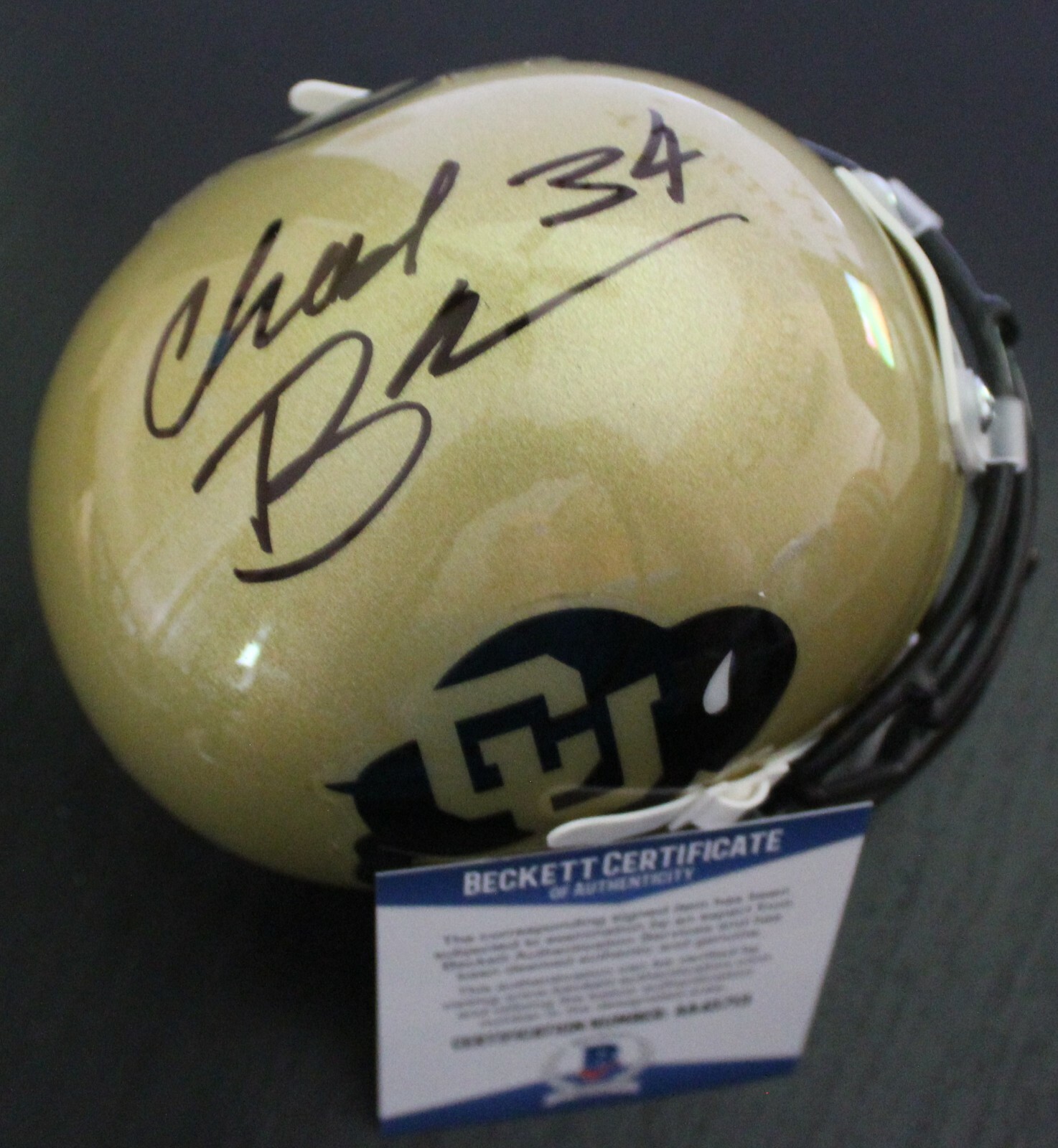 NEW LISTINGChad Brown Signed Colorado Buffaloes Mini Helmet w/Beckett COA AA45713 BAS