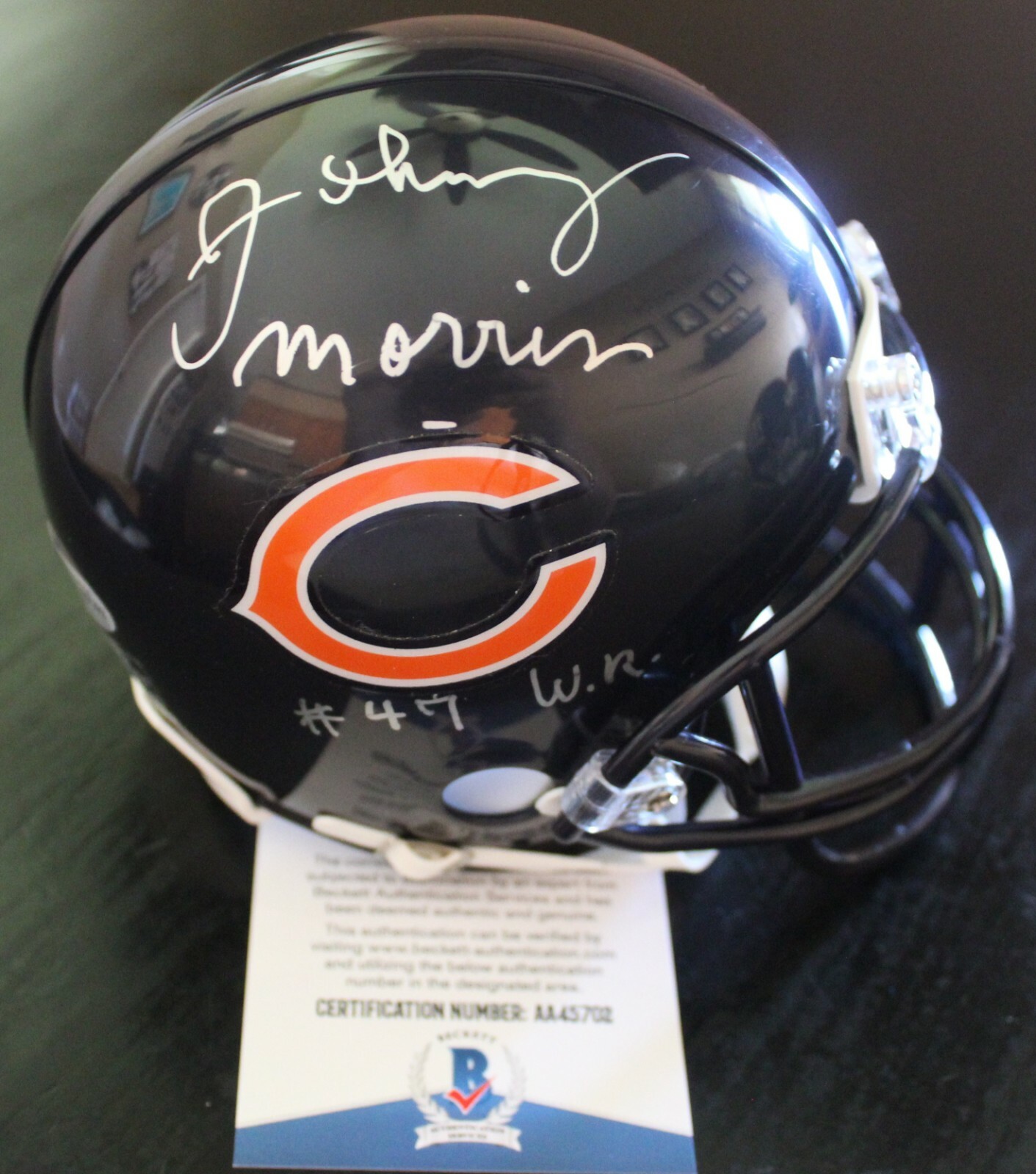 NEW LISTINGJohnny Morris Signed Chicago Bears Mini Helmet w/Beckett COA AA45702 BAS