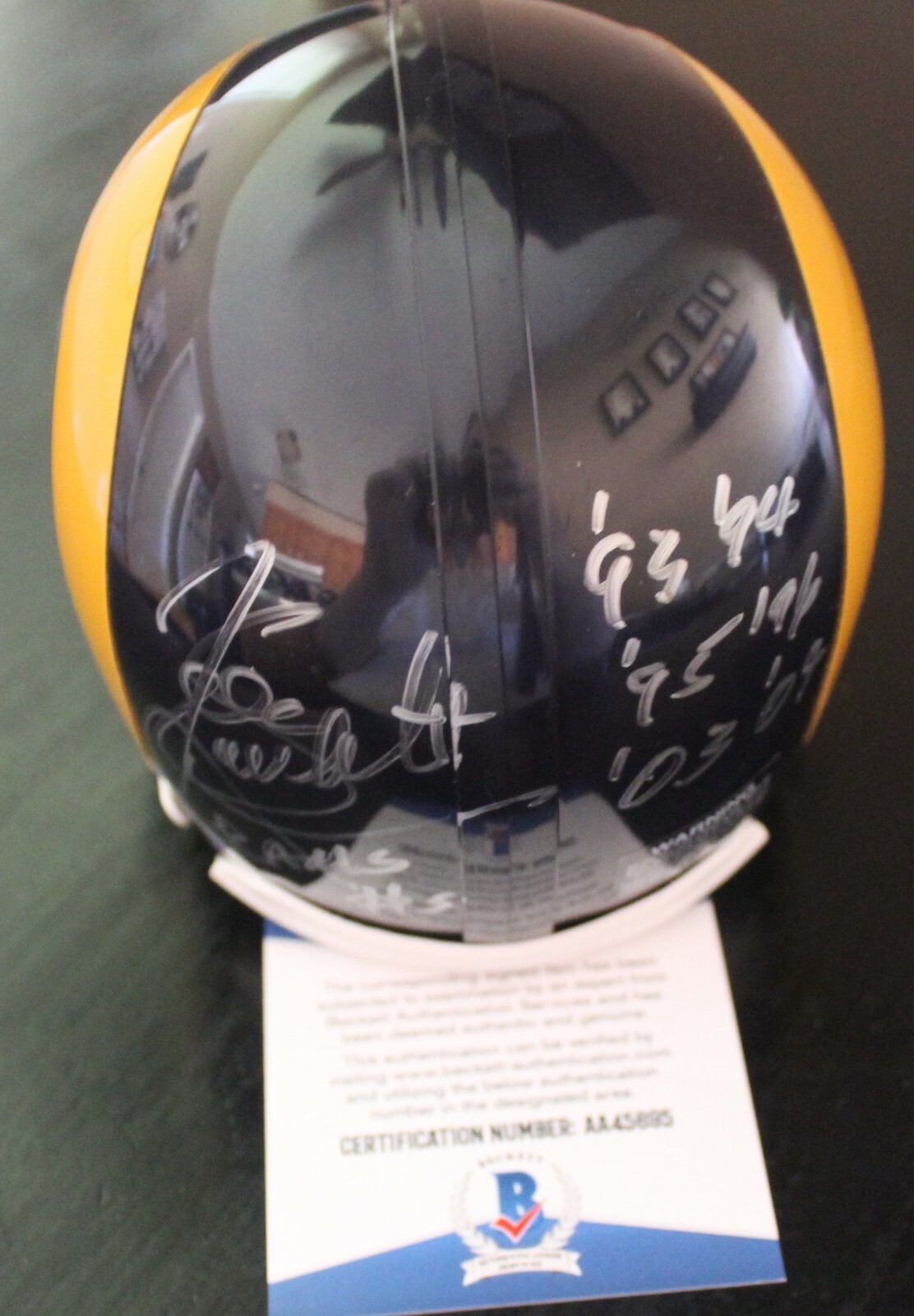 NEW LISTINGSean Landetta Signed Los Angeles Rams Mini Helmet w/Beckett COA AA45695 BAS