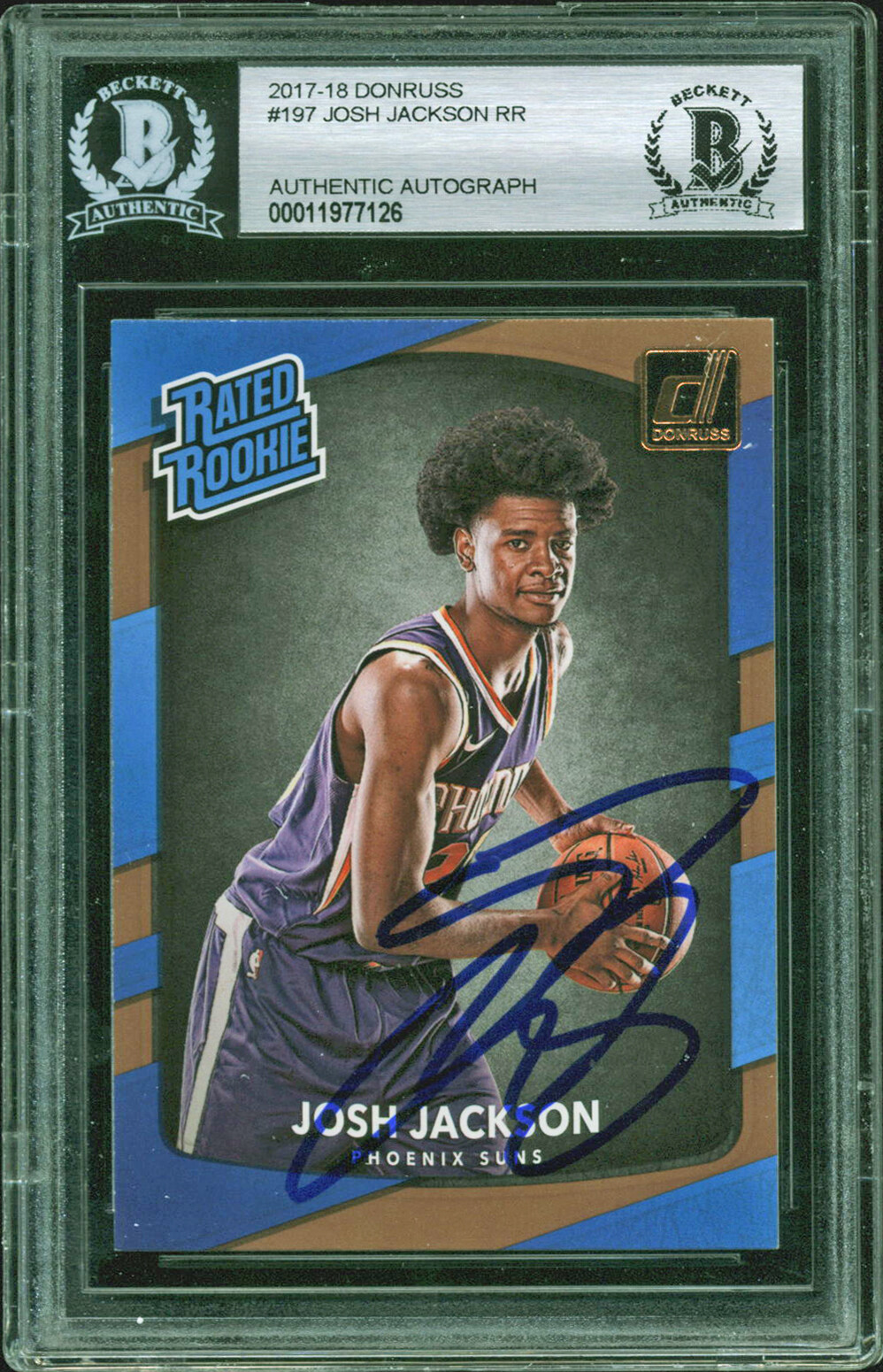 Grizzlies Josh Jackson Signed 2017 Donruss #197 Rookie Auto Card BAS Slabbed
