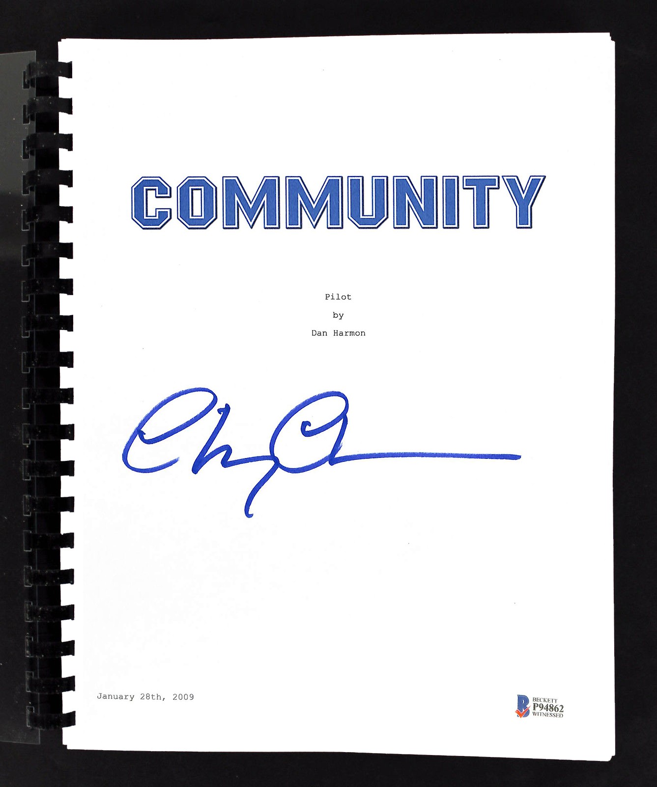 Chevy Chase Community Signed Pilot Episode Tv Script Autographed BAS