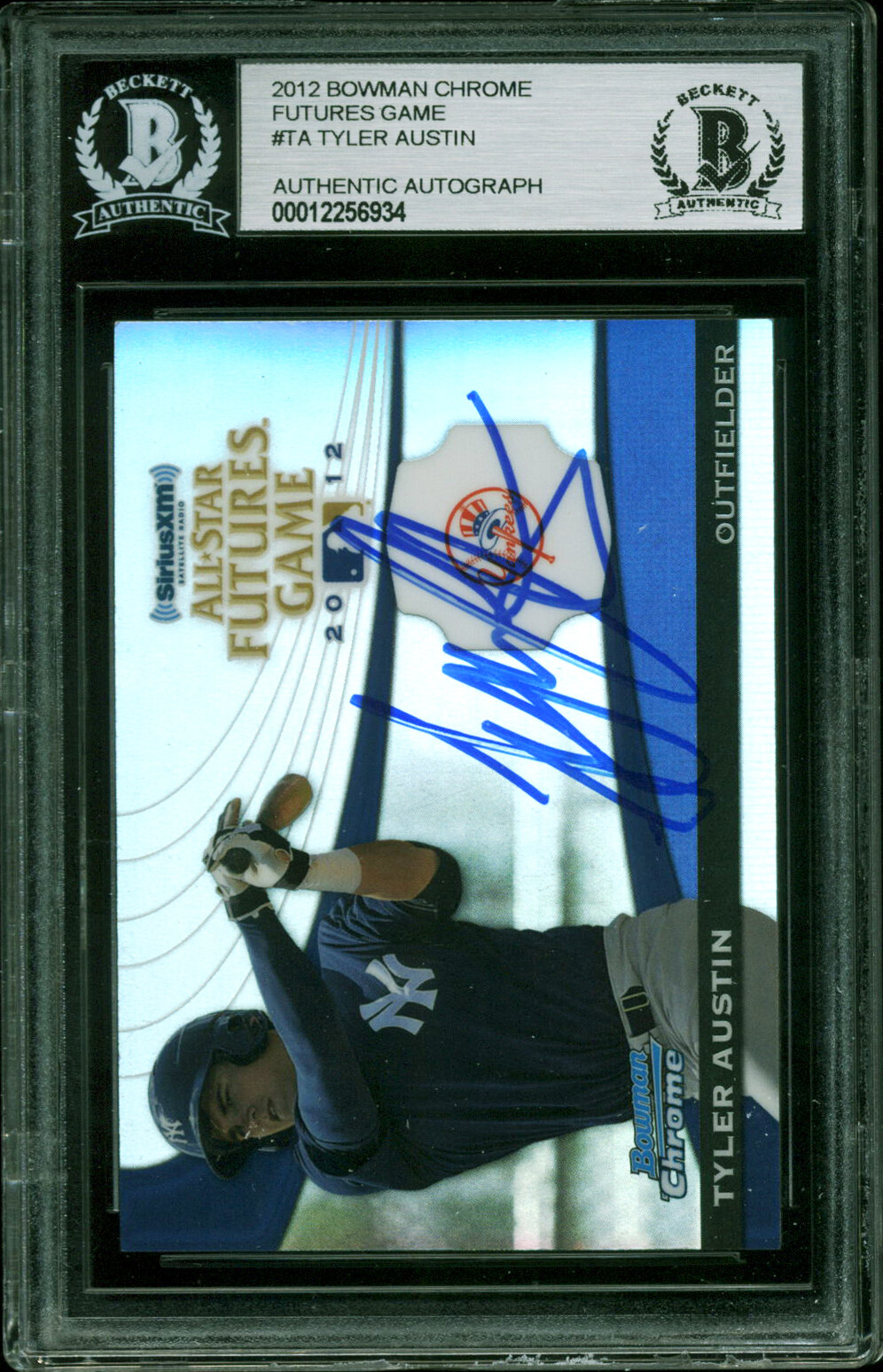Yankees Tyler Austin Signed 2012 Bowman Chrome FG #TA Rookie Card BAS Slabbed