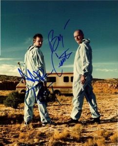 AARON PAUL & BRYAN CRANSTON AUTOGRAPHED BREAKING BAD JESSE & WALTER 11×14 PHOTO COLLECTIBLE MEMORABILIA