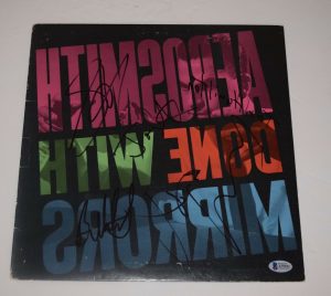 AEROSMITH FULL BAND SIGNED AUTOGRAPHED DONE WITH MIRRORS RECORD ALBUM BAS COA COLLECTIBLE MEMORABILIA