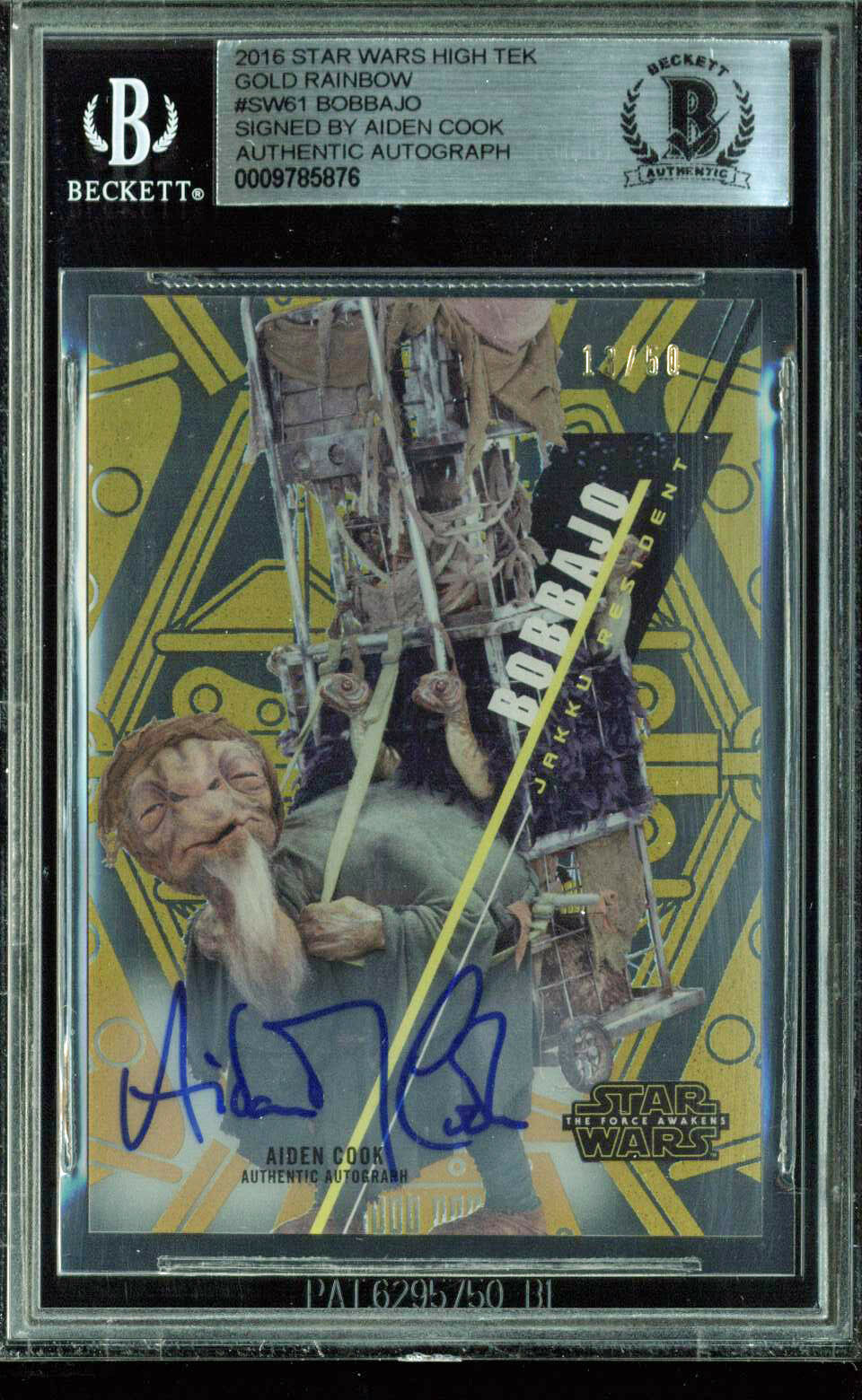 Aiden Cook Signed 2016 Star Wars High Tek Gold Rainbow SW61 Card 13/50