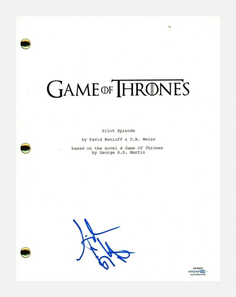 AIDEN GILLAN SIGNED AUTOGRAPHED GAME OF THRONES PILOT EPISODE SCRIPT ACOA COA COLLECTIBLE MEMORABILIA