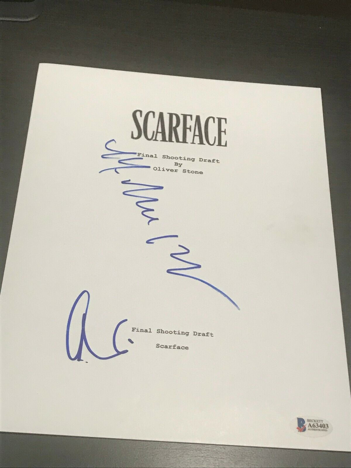 AL PACINO MICHELLE PFEIFFER SIGNED AUTOGRAPH MOVIE SCRIPT SCARFACE ...